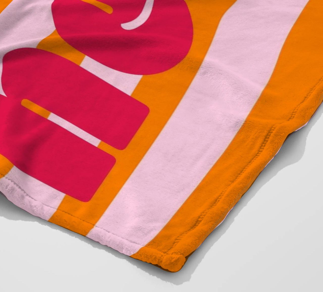 Hello - Stripes Orange fleece blanket by Malou-Studio