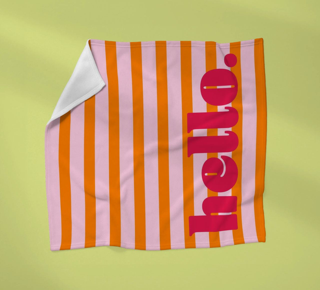 Hello - Stripes Orange fleece blanket by Malou-Studio