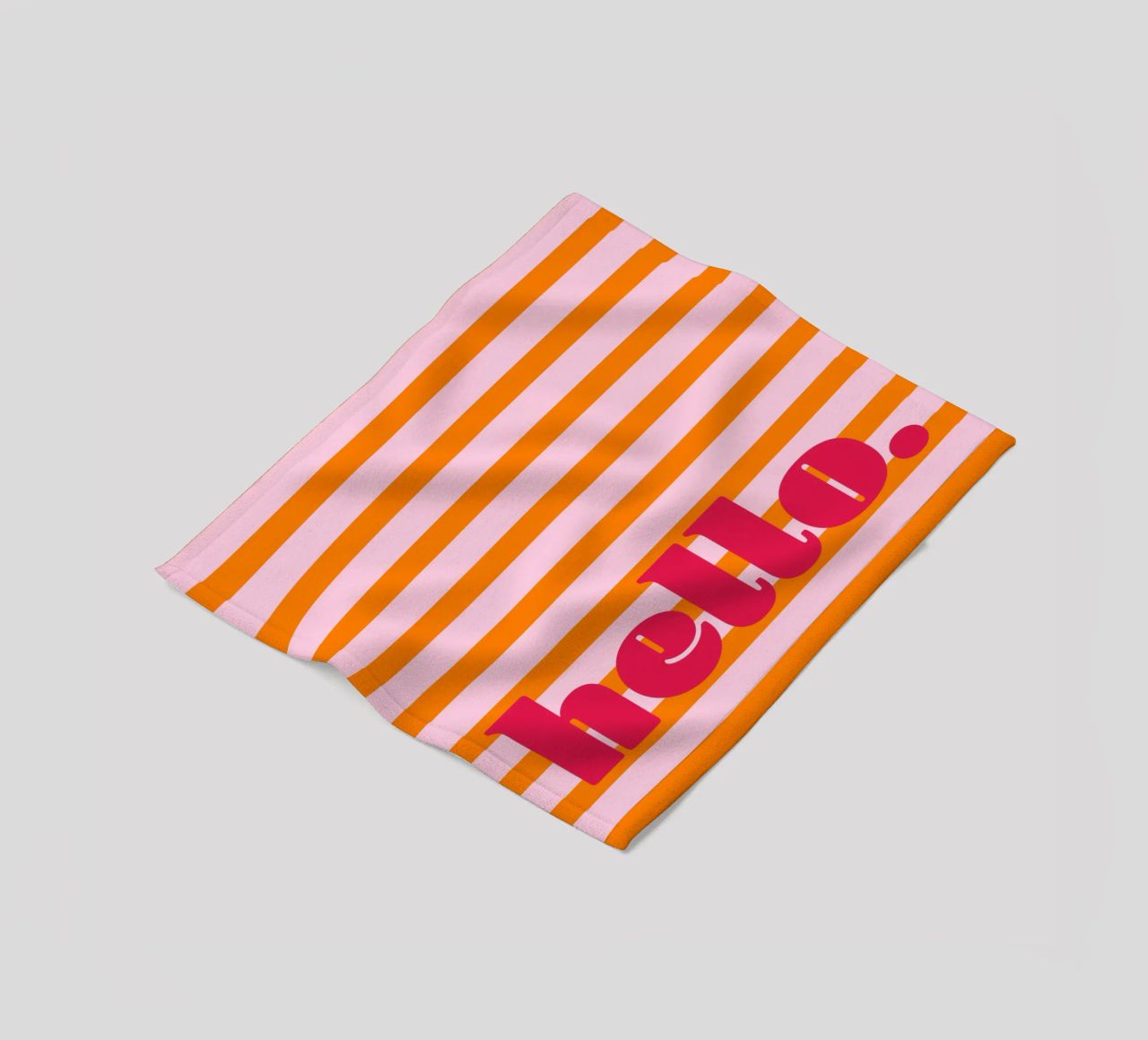 Hello - Stripes Orange fleece blanket by Malou-Studio