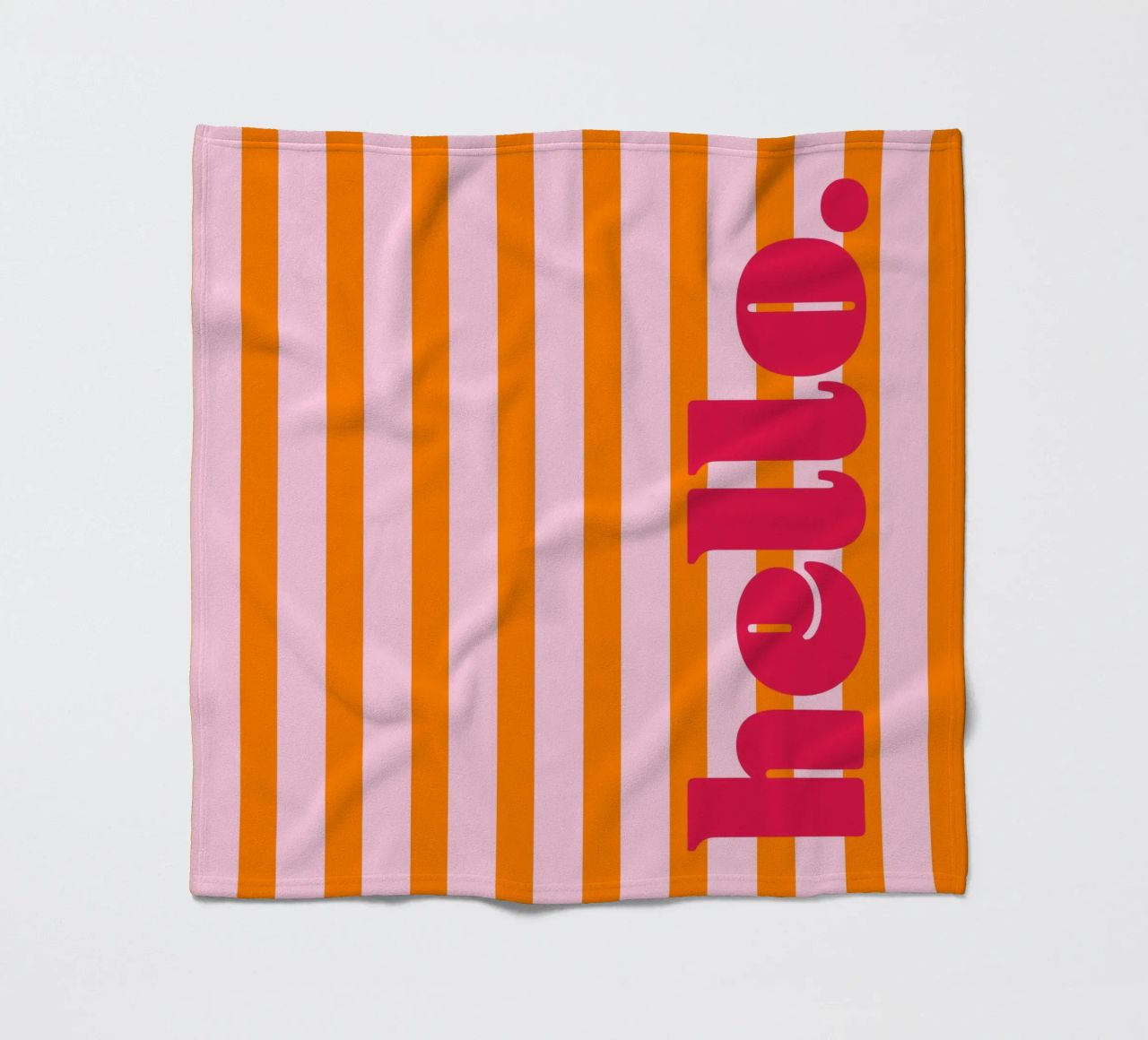 Hello - Stripes Orange fleece blanket by Malou-Studio