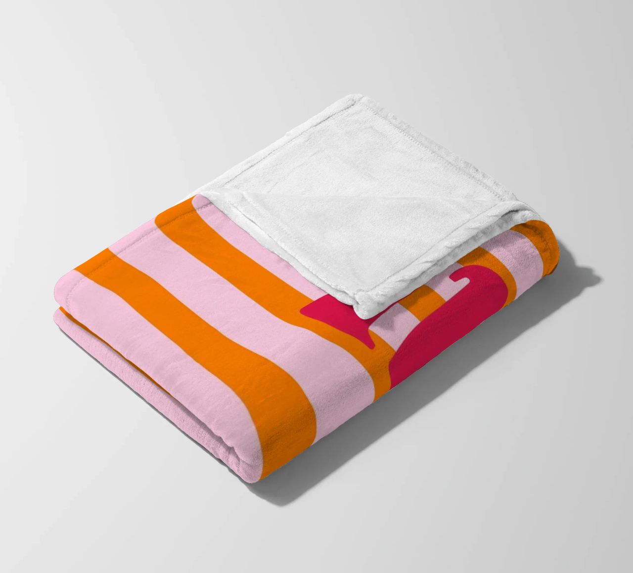 Hello - Stripes Orange fleece blanket by Malou-Studio