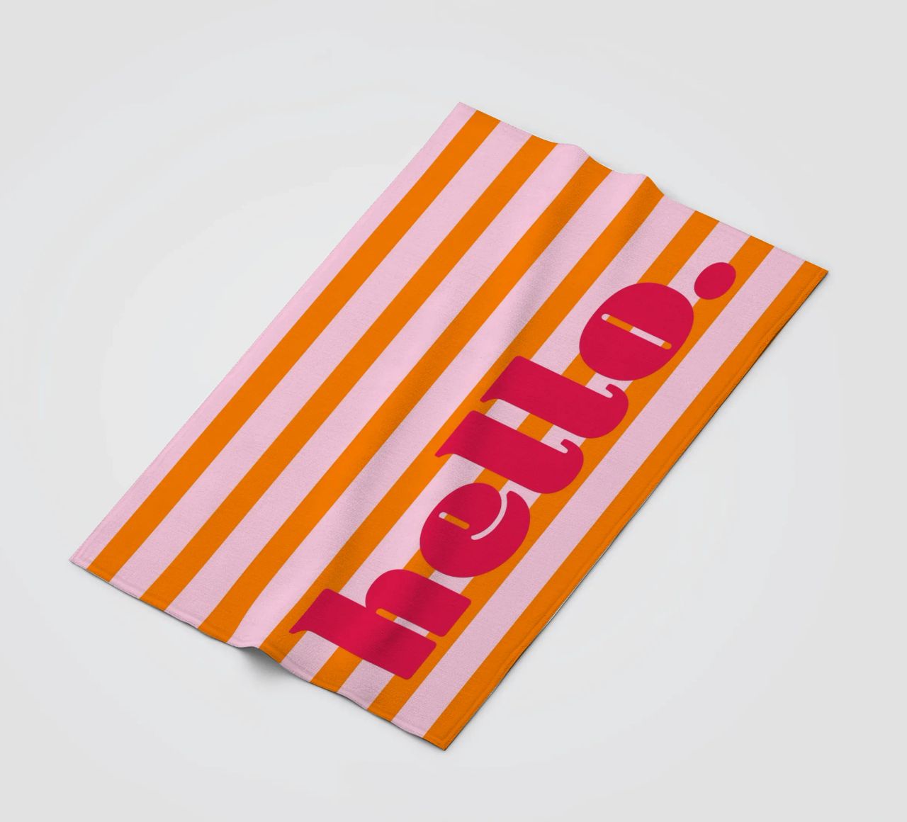 Hello - Stripes Orange fleece blanket by Malou-Studio