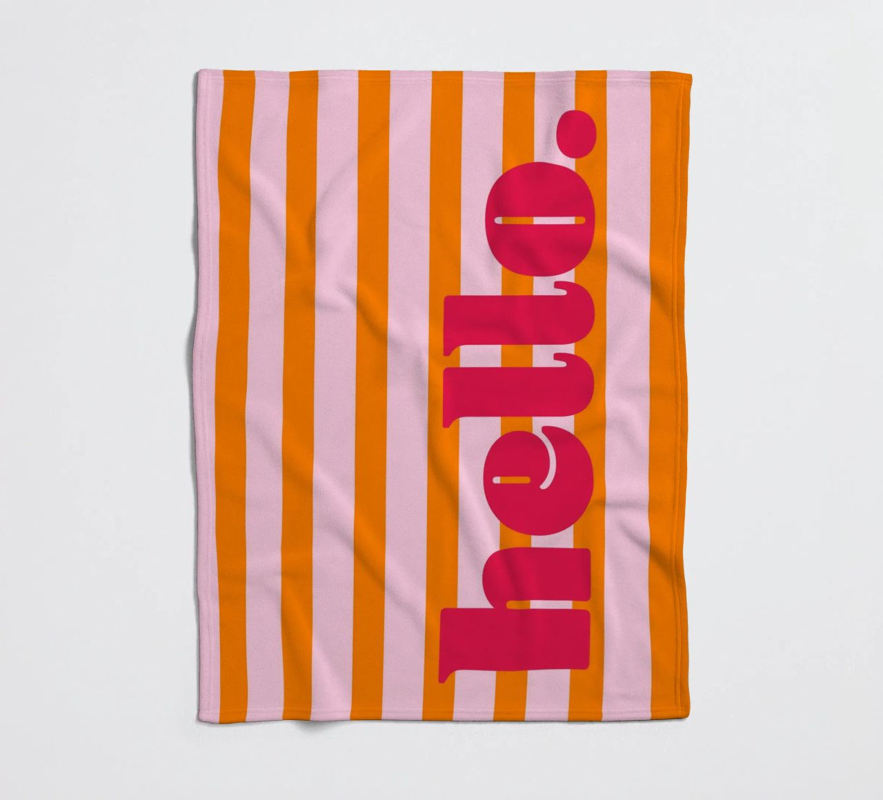 Hello - Stripes Orange fleece blanket by Malou-Studio