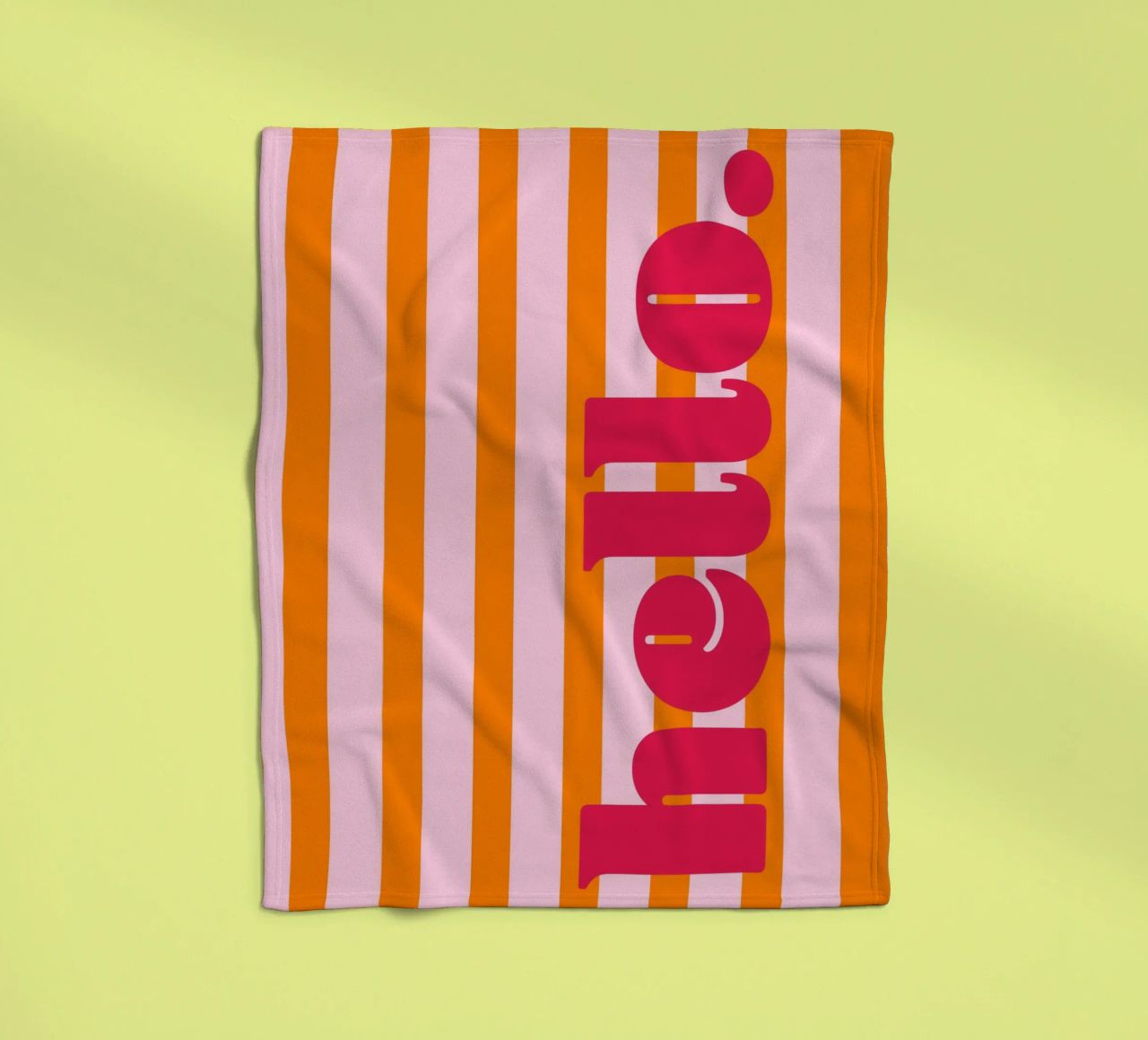 Hello - Stripes Orange fleece blanket by Malou-Studio