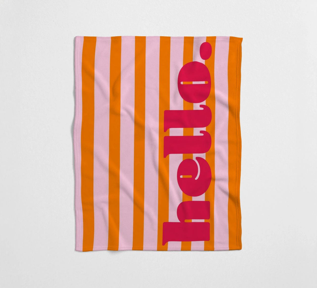 Hello - Stripes Orange fleece blanket by Malou-Studio