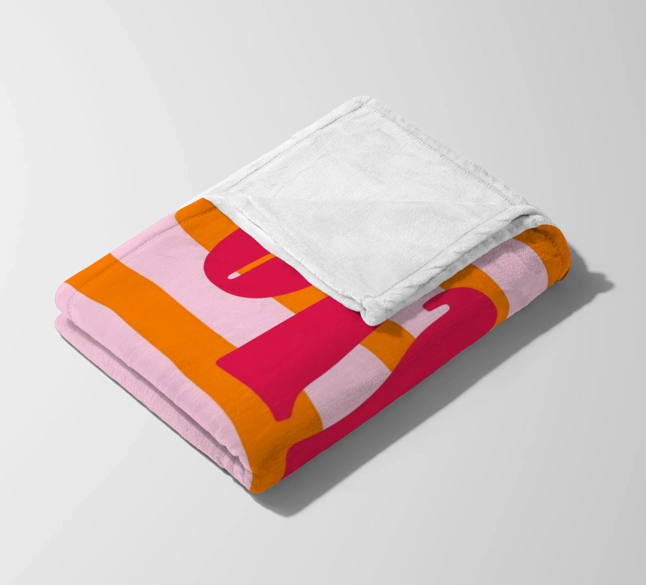 Hello - Stripes Orange fleece blanket by Malou-Studio