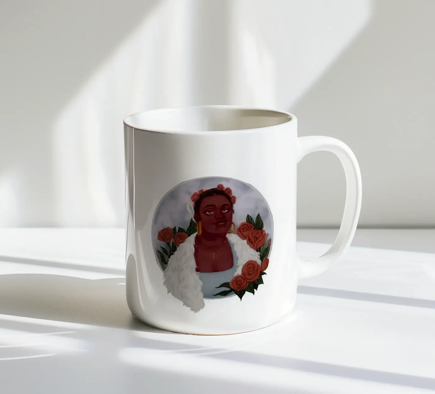 Lady Rosette ceramic mug by artofjamilap