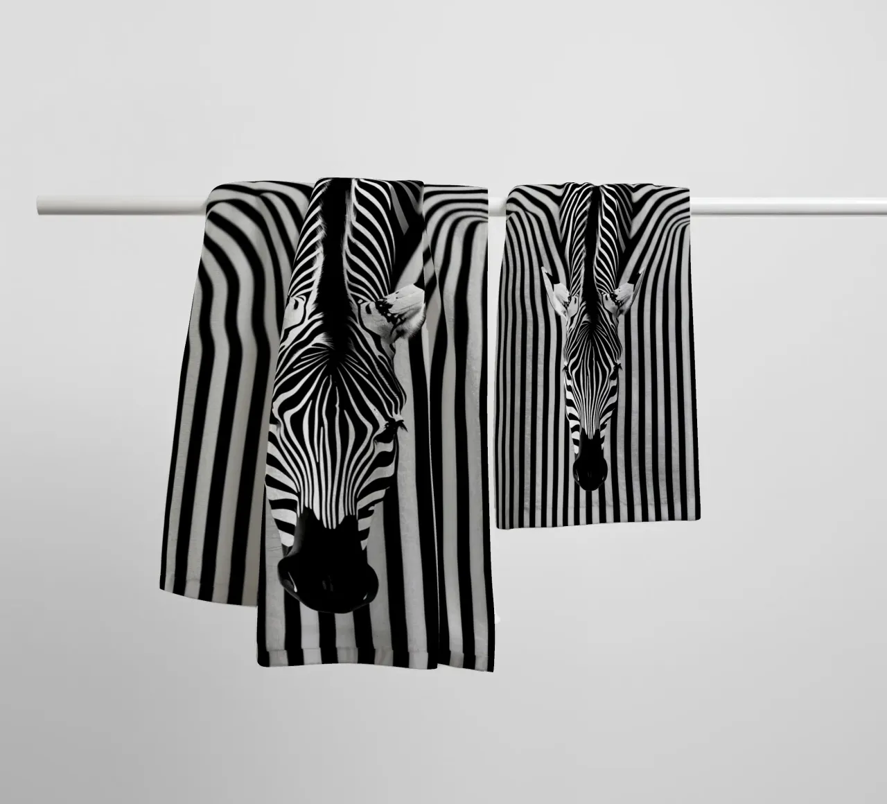 Zebra Portrait | Stripes Op-Art towel by Autofocus