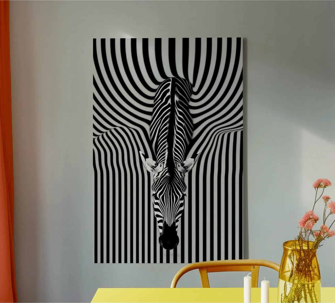 Ritratto di zebra | Strisce Op-Art tela con Cornice a cassetta da Autofocus