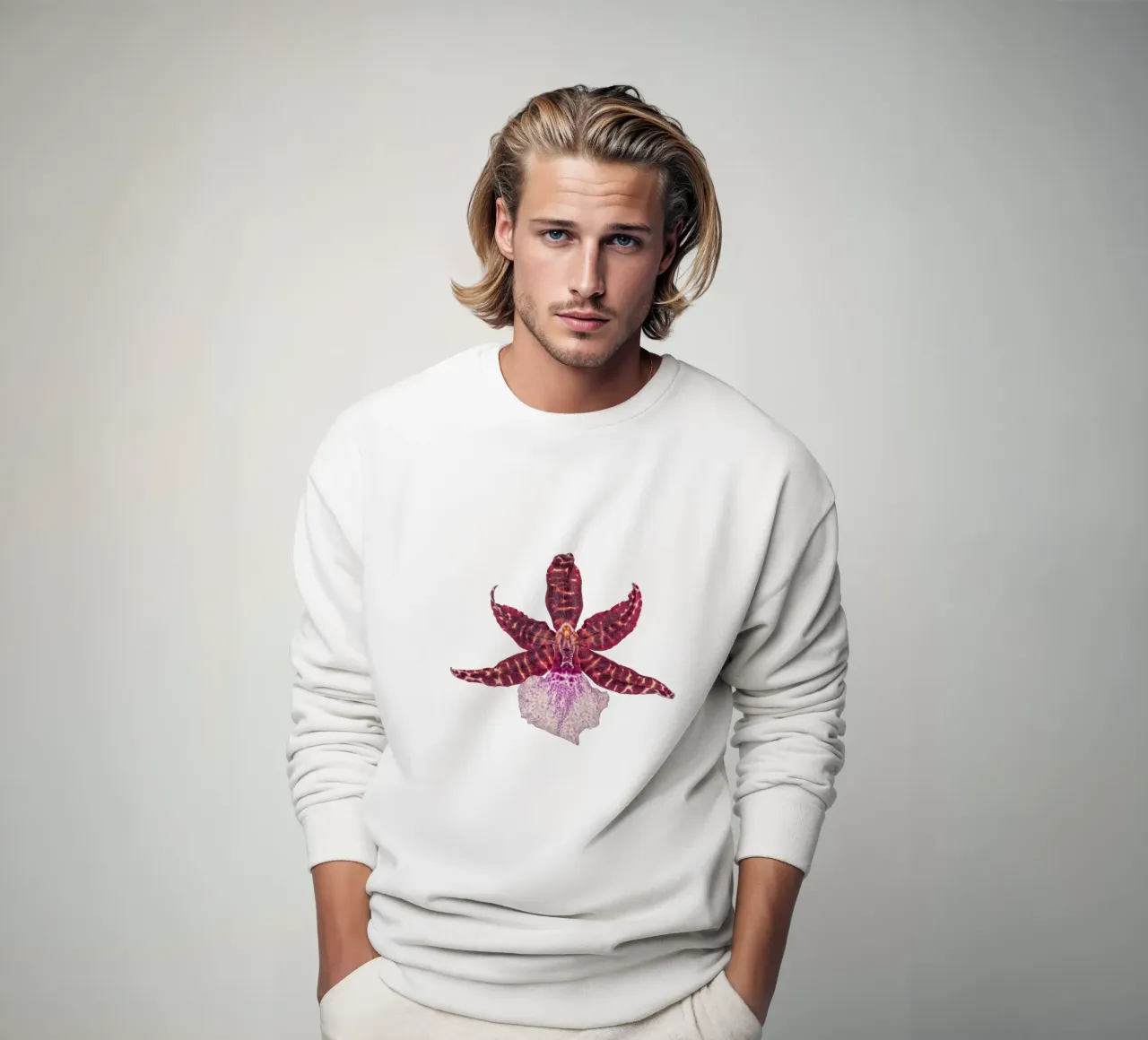 Bellezza squisita: Orchidea rossa felpa da Curious Collections by Marielle Leenders