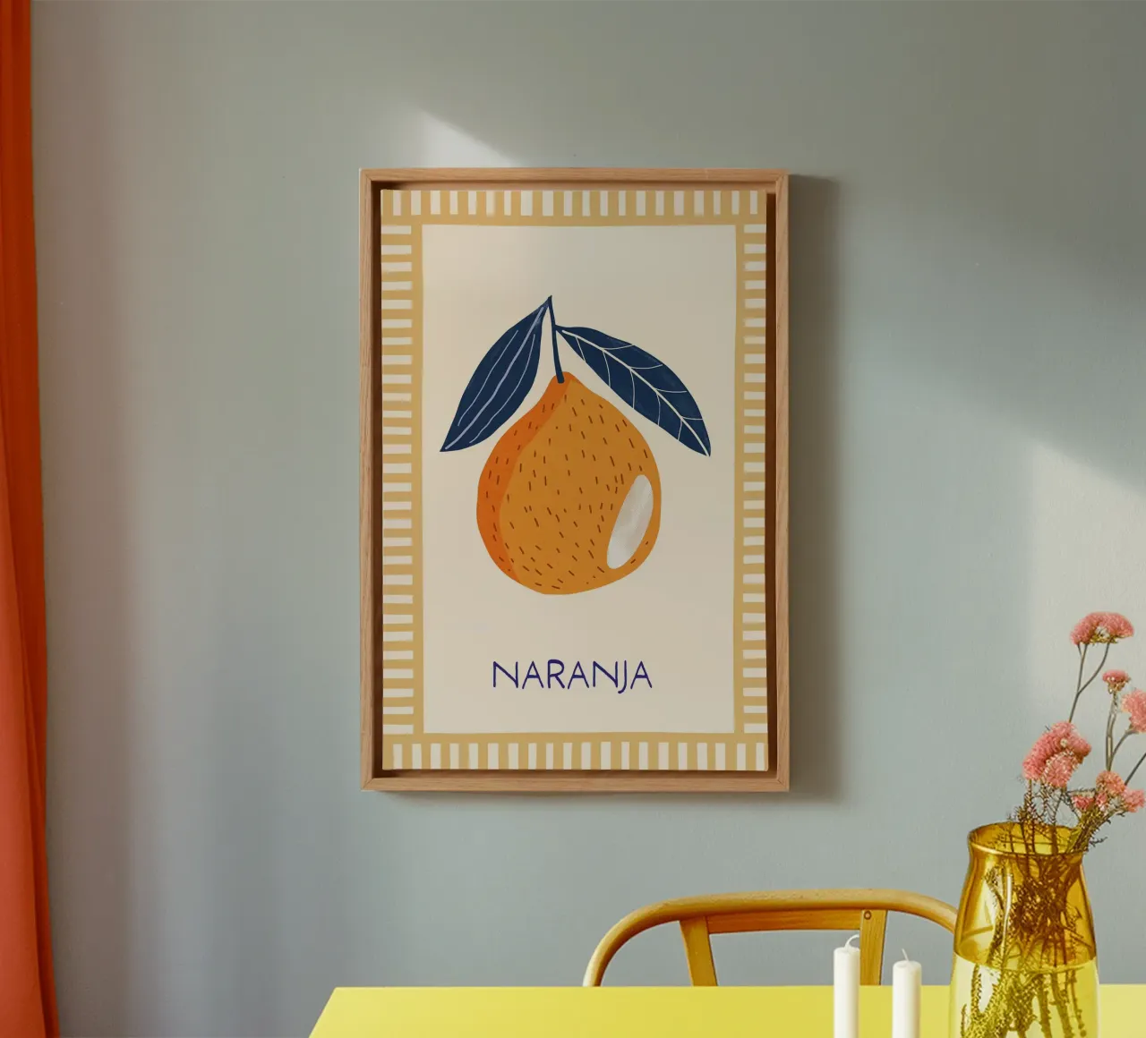 Estatevibes Naranja tela con Cornice a cassetta da Malou-Studio