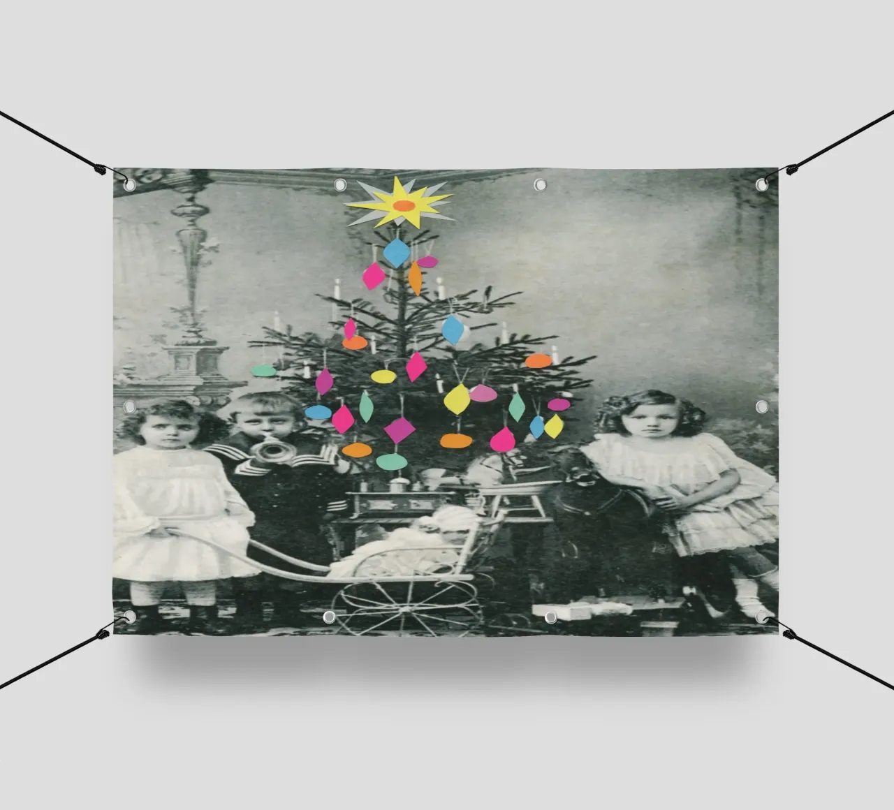 Mattina di Natale telo in pvc da Cassia Beck Collage