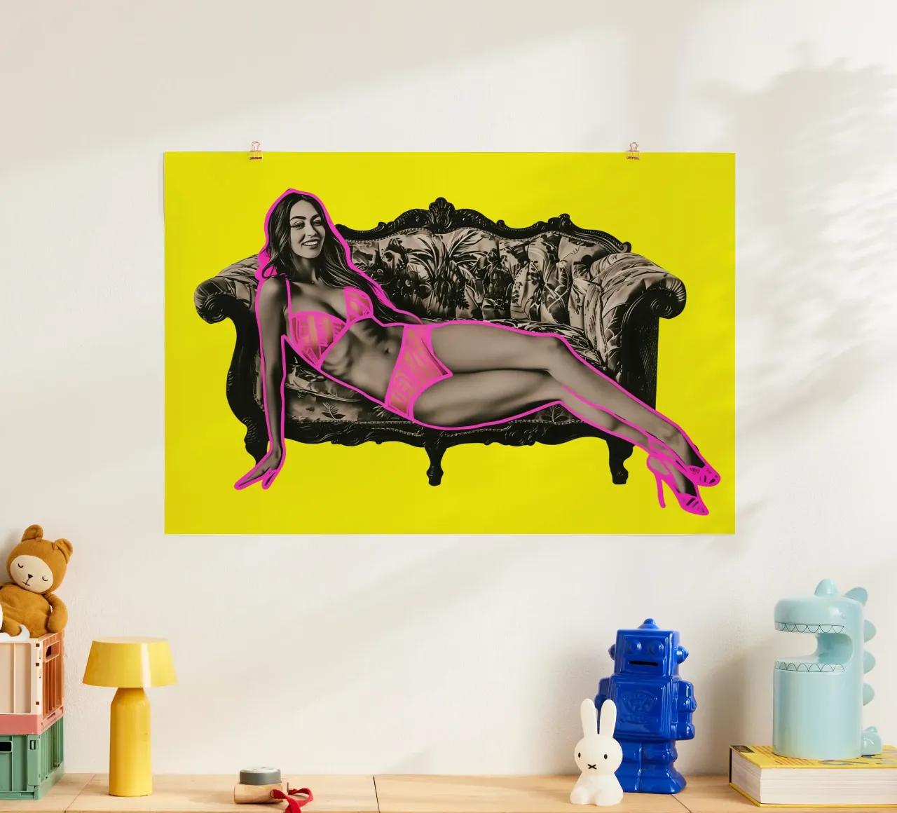 Divertimento modellistico con gli evidenziatori al neon | Collage Pop Art carta hahnemühle da Autofocus