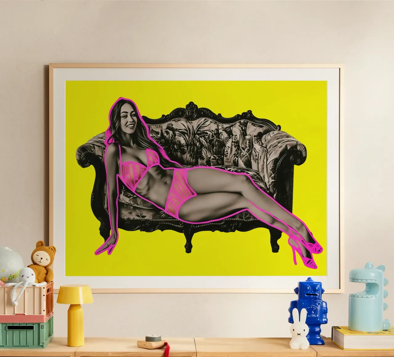 Divertimento modellistico con gli evidenziatori al neon | Collage Pop Art carta hahnemühle da Autofocus