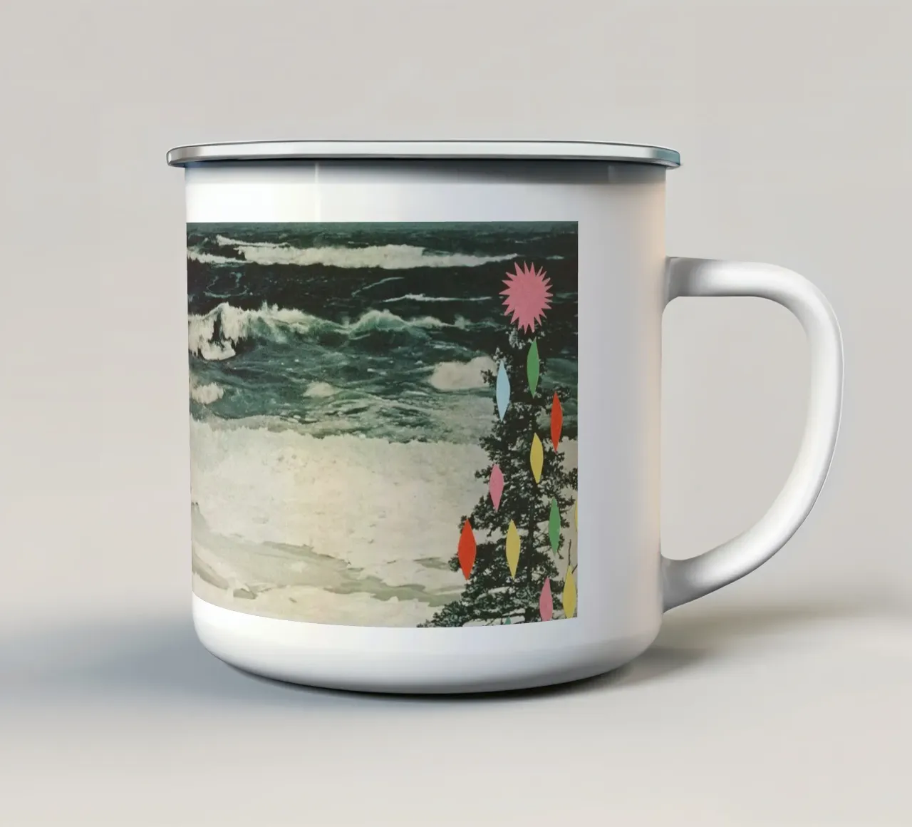 Spiaggia di Natale tazza in smalto da Cassia Beck Collage
