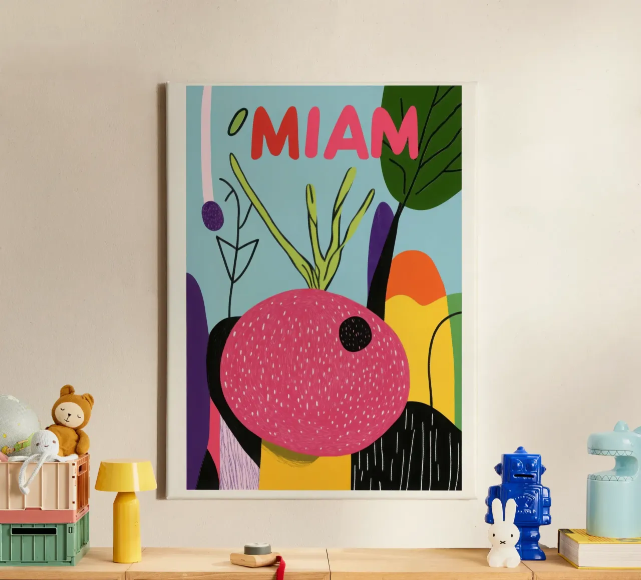 Miam miam radis canvas met Baklijst van Pop and Fruits - Affiches & posters