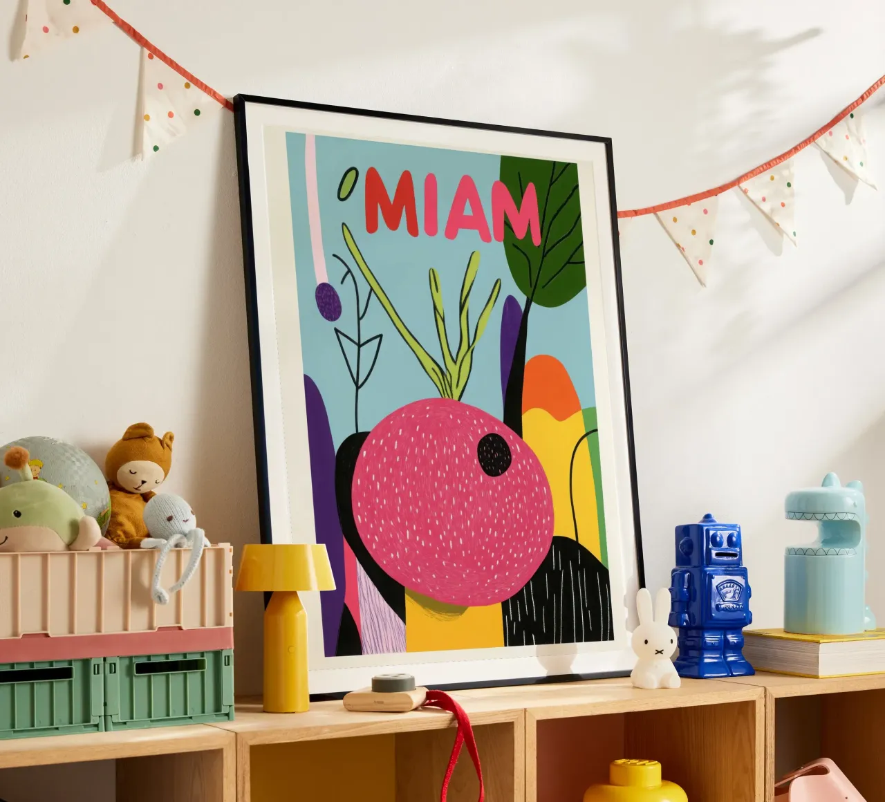 Miam miam radis poster con telaio in alluminio da Pop and Fruits - Affiches & posters