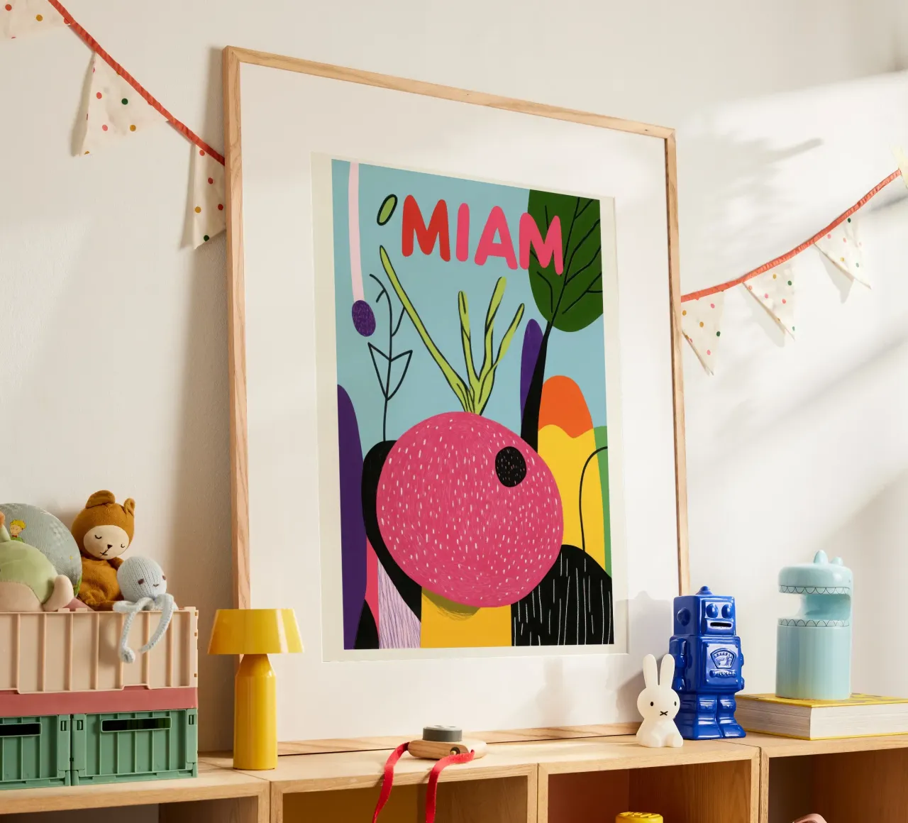 Miam miam radis poster con telaio in alluminio da Pop and Fruits - Affiches & posters