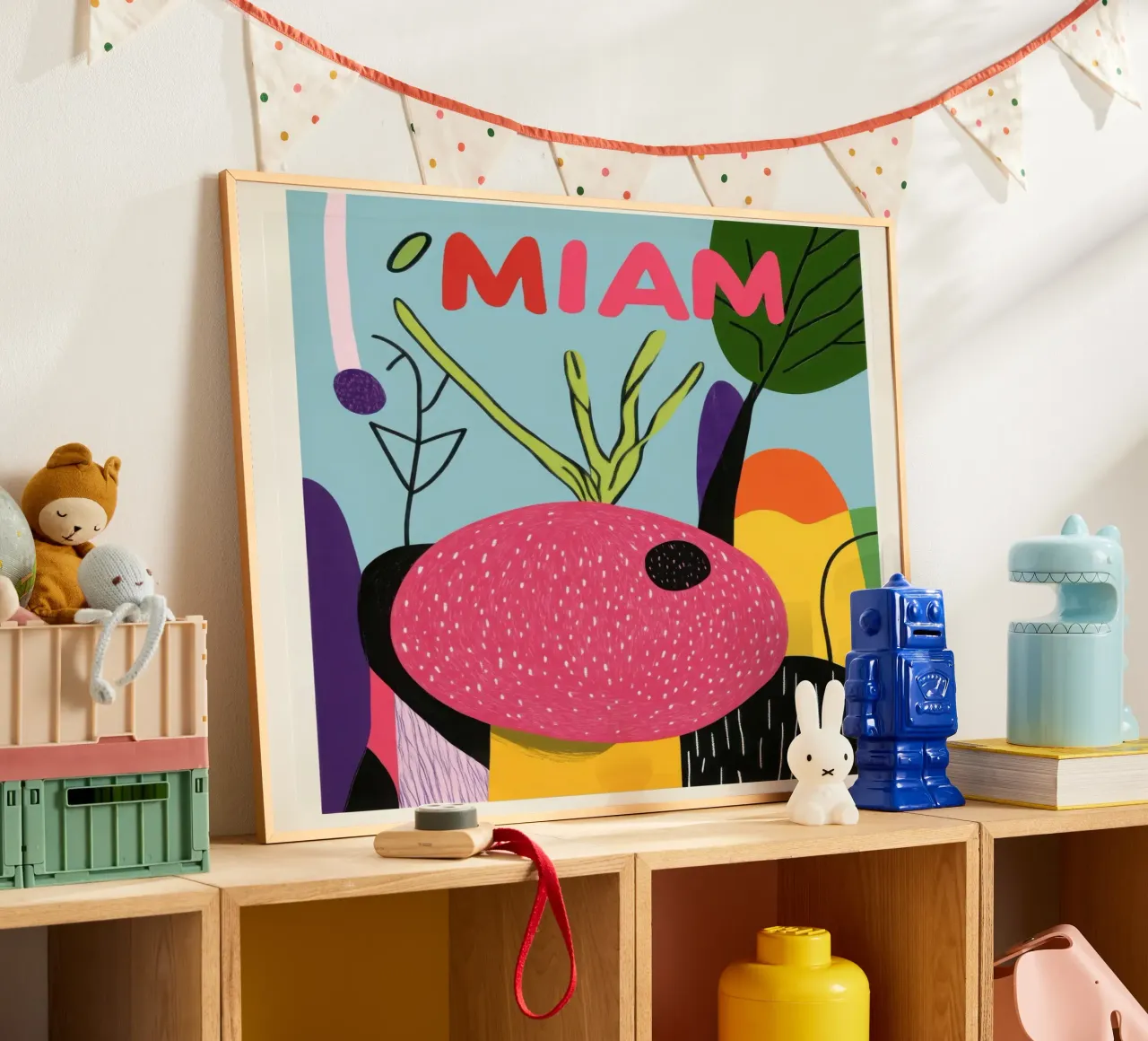 Miam miam radis poster con telaio in alluminio da Pop and Fruits - Affiches & posters