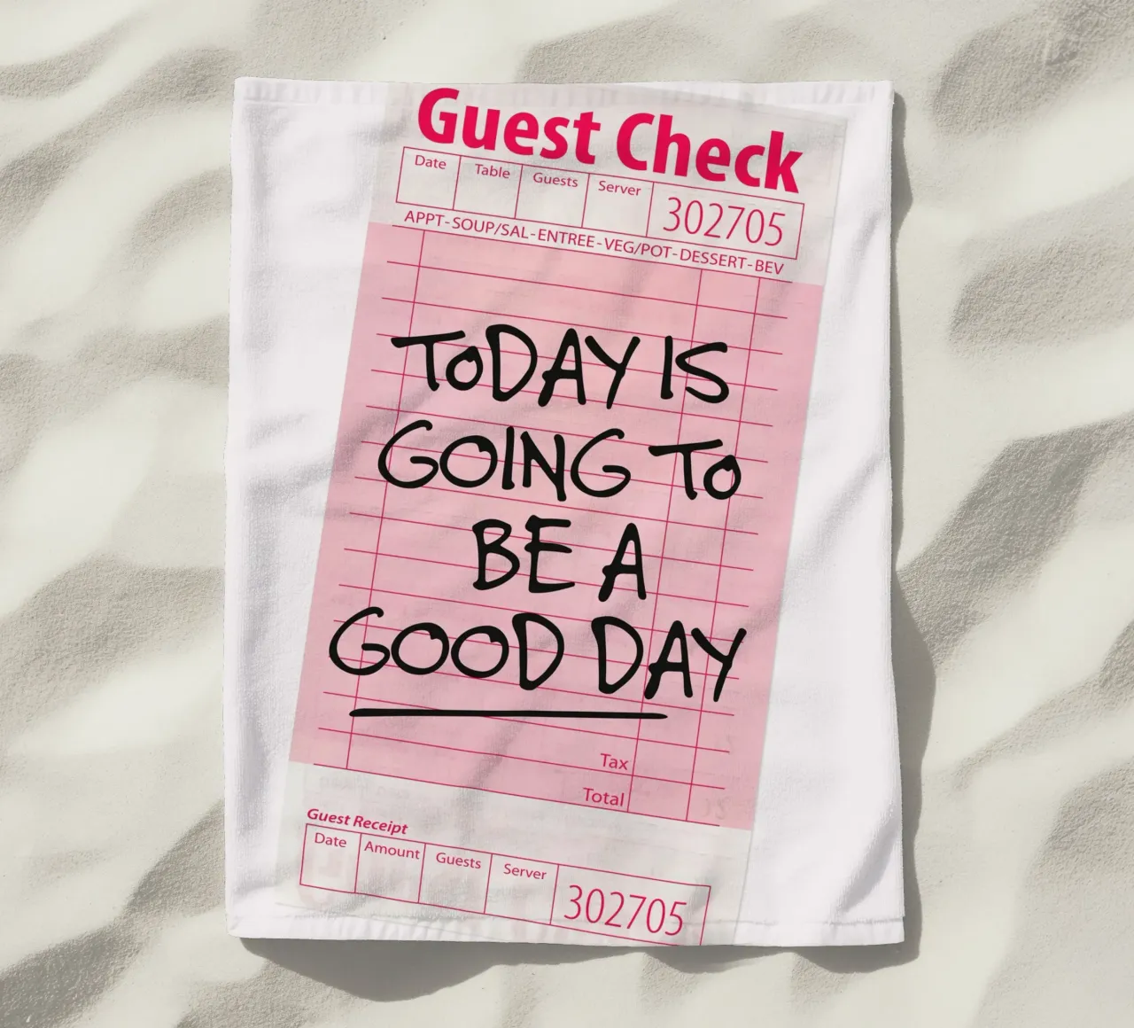 Guest Check - Oggi sarà una buona giornata telo mare da Malou-Studio