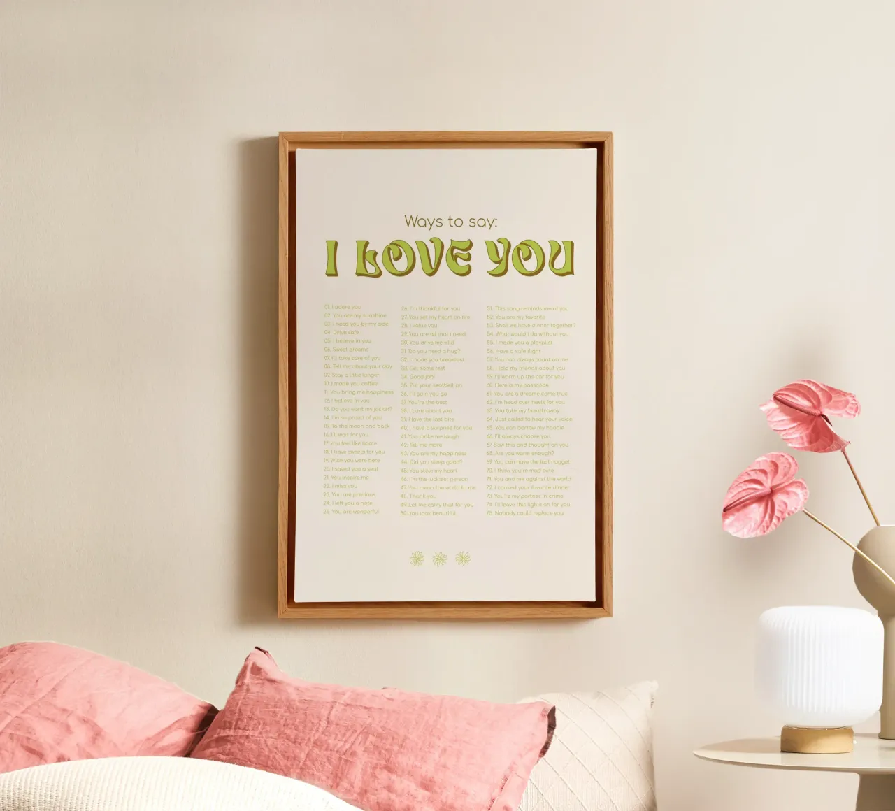 Modi per dire ti amo - verde tela con Cornice a cassetta da Malou-Studio