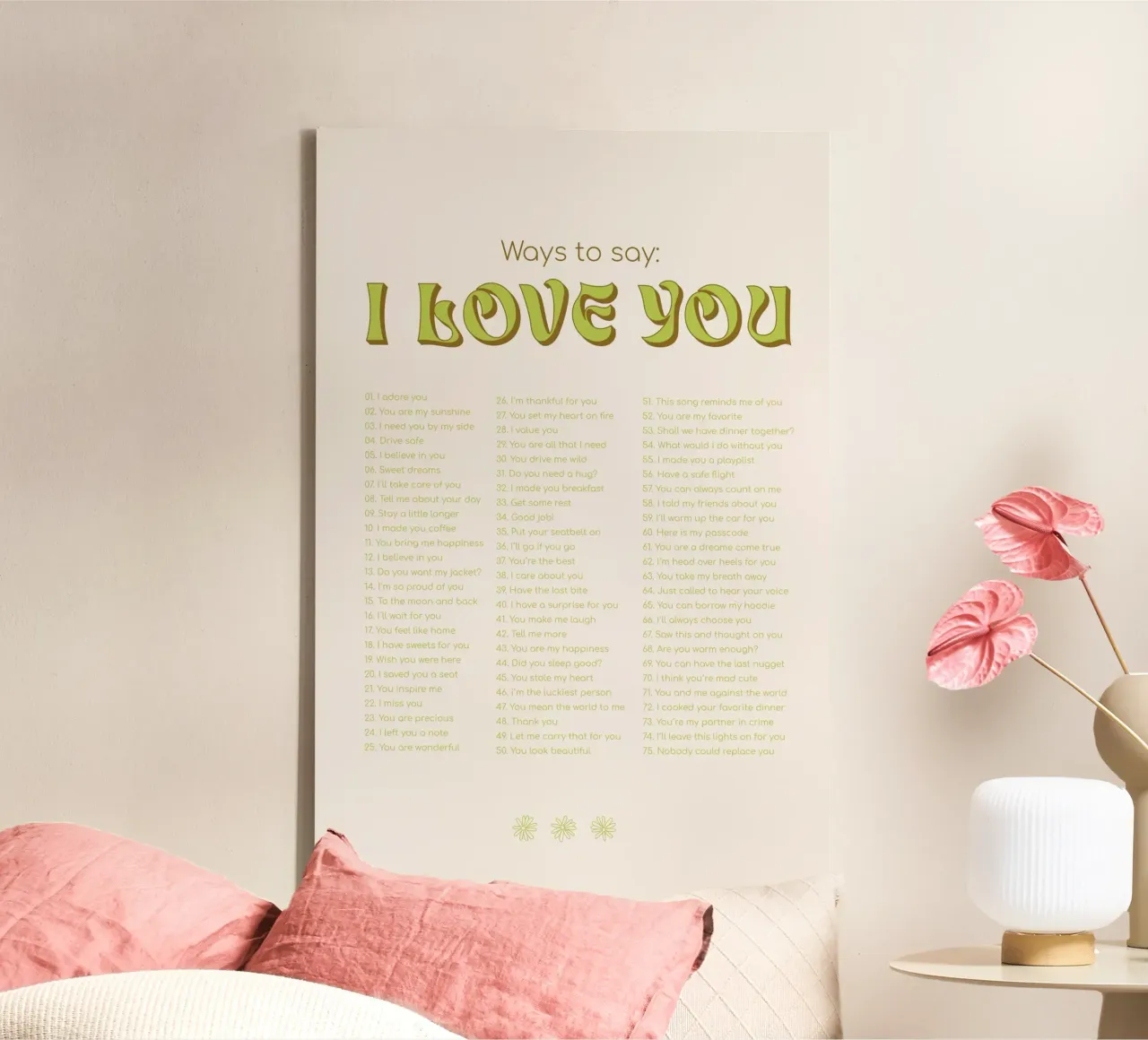 Modi per dire ti amo - verde tela con Cornice a cassetta da Malou-Studio