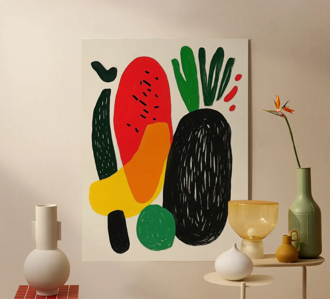 Samenstelling van groenten acryl van Pop and Fruits - Affiches & posters