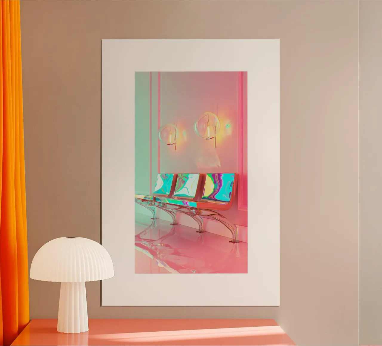 Via verso il paradiso rosa poster con telaio in alluminio da Malou-Studio