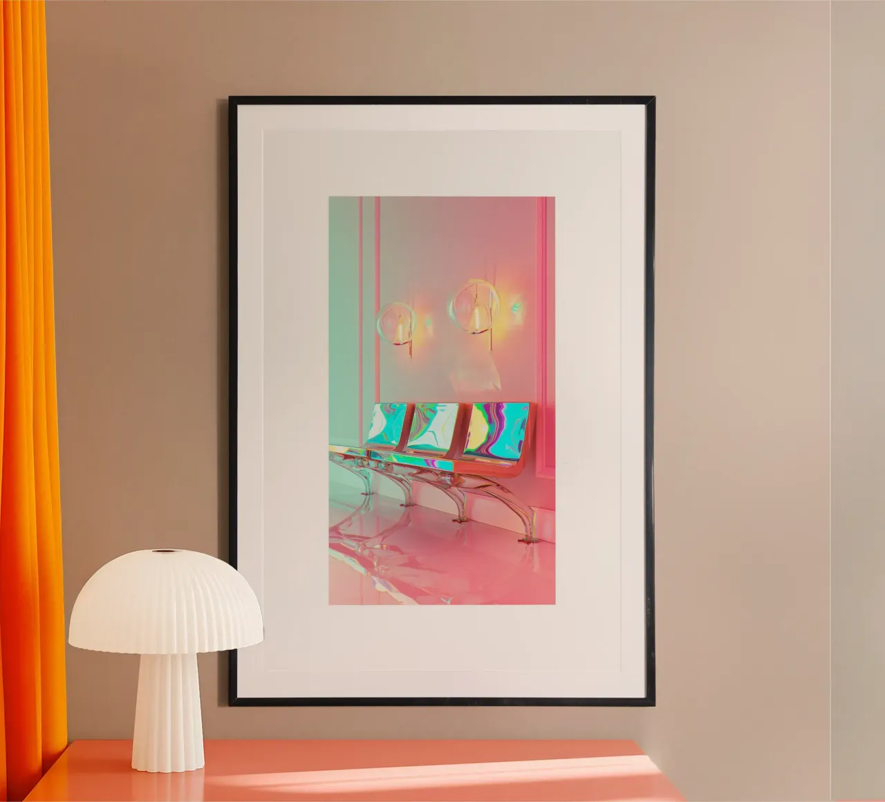 Via verso il paradiso rosa poster con telaio in alluminio da Malou-Studio