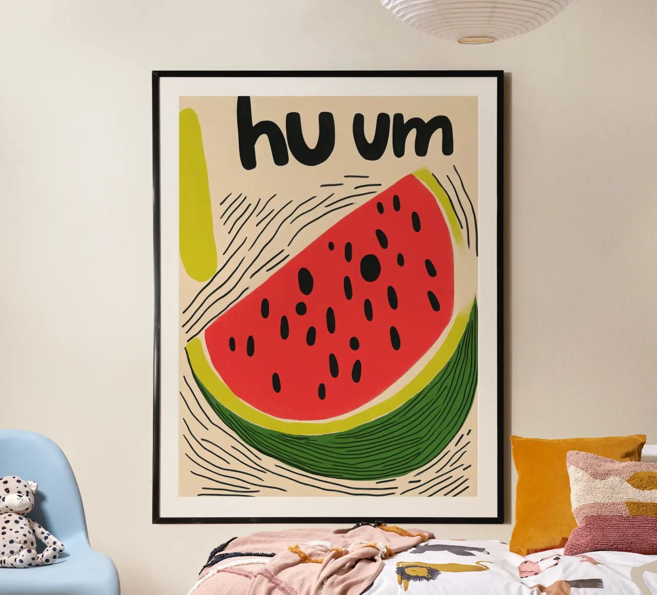 Hum : Summer watermelon poster with aluminum frame by Pop and Fruits - Affiches & posters
