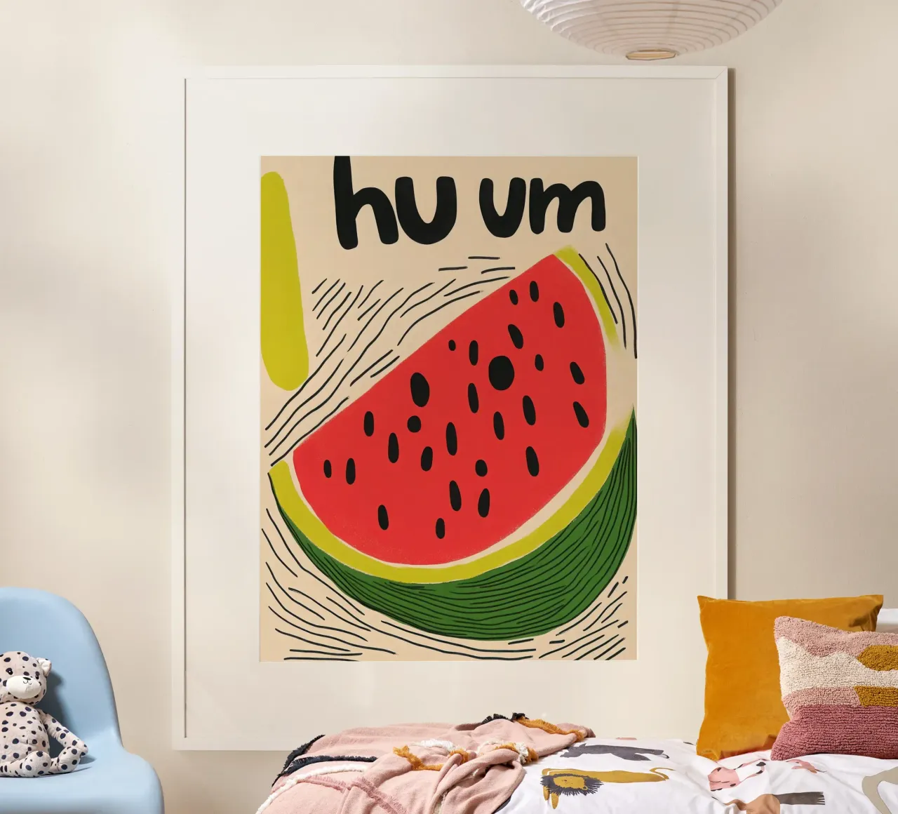 Hum : Summer watermelon poster with aluminum frame by Pop and Fruits - Affiches & posters