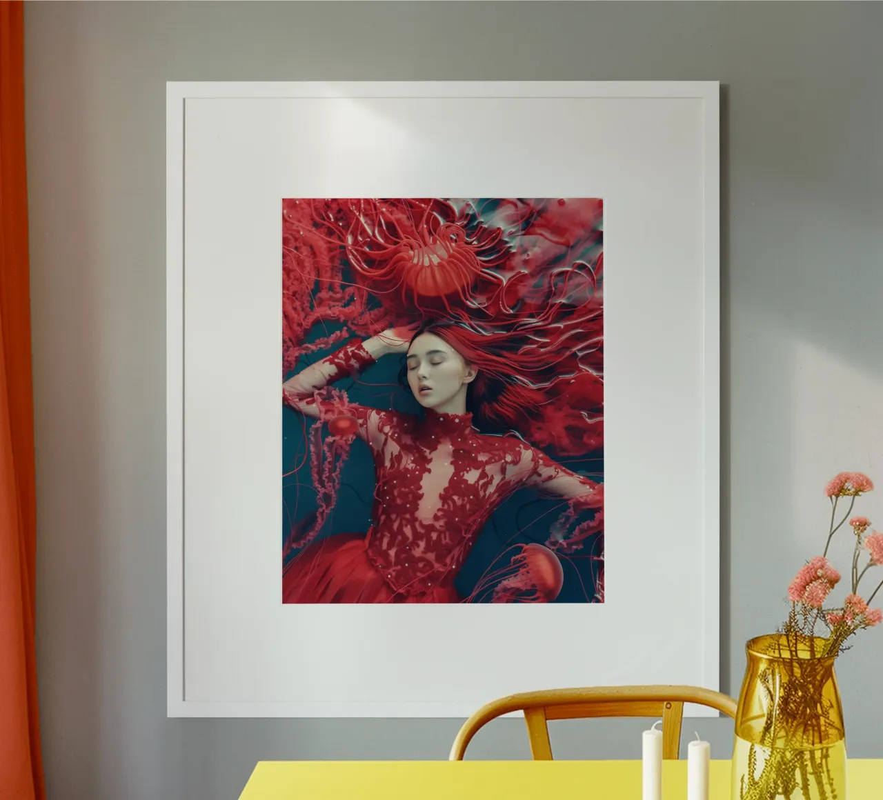 Donna medusa rossa | Fantasia subacquea surreale poster da Autofocus