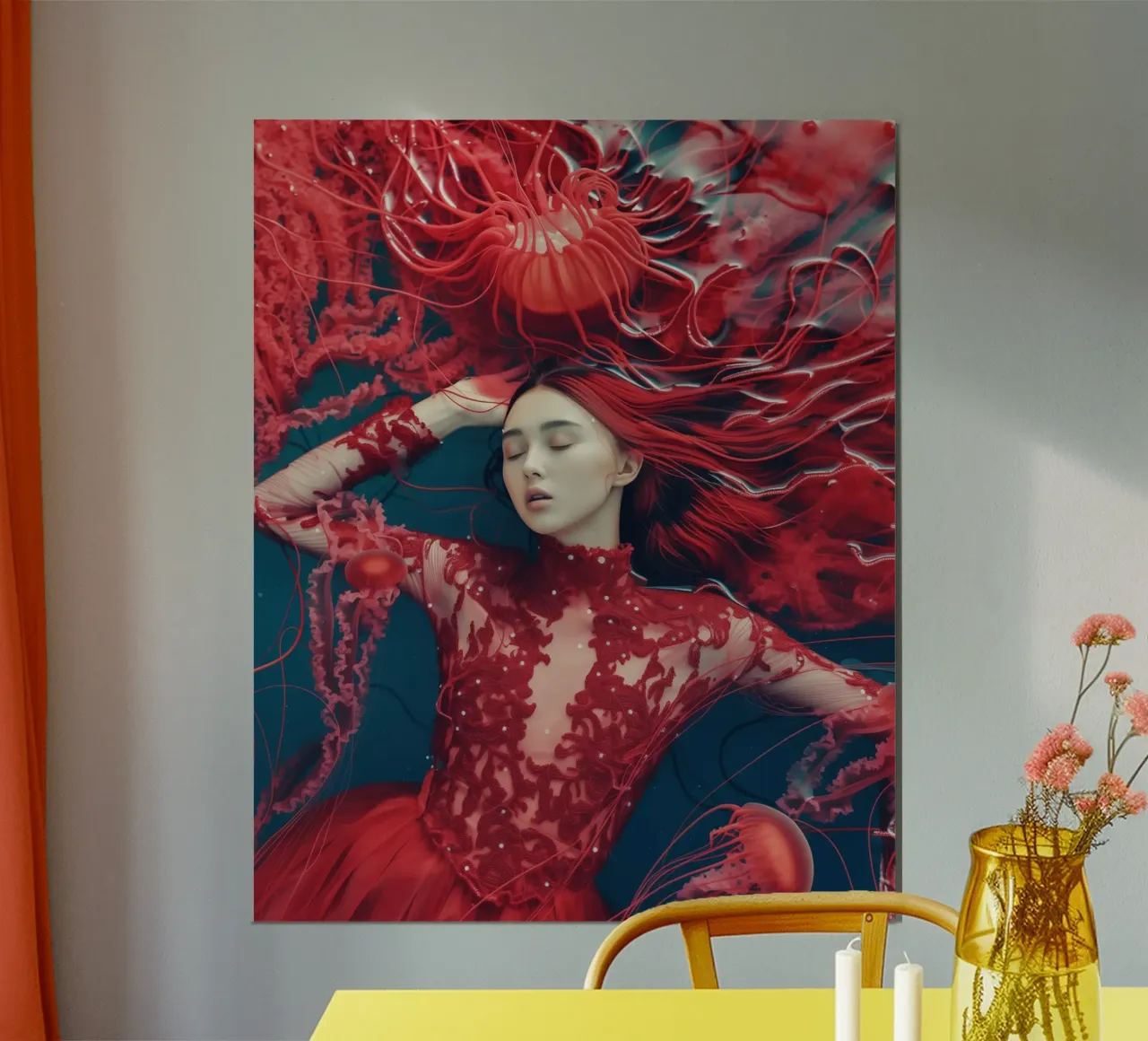 Donna medusa rossa | Fantasia subacquea surreale poster da Autofocus