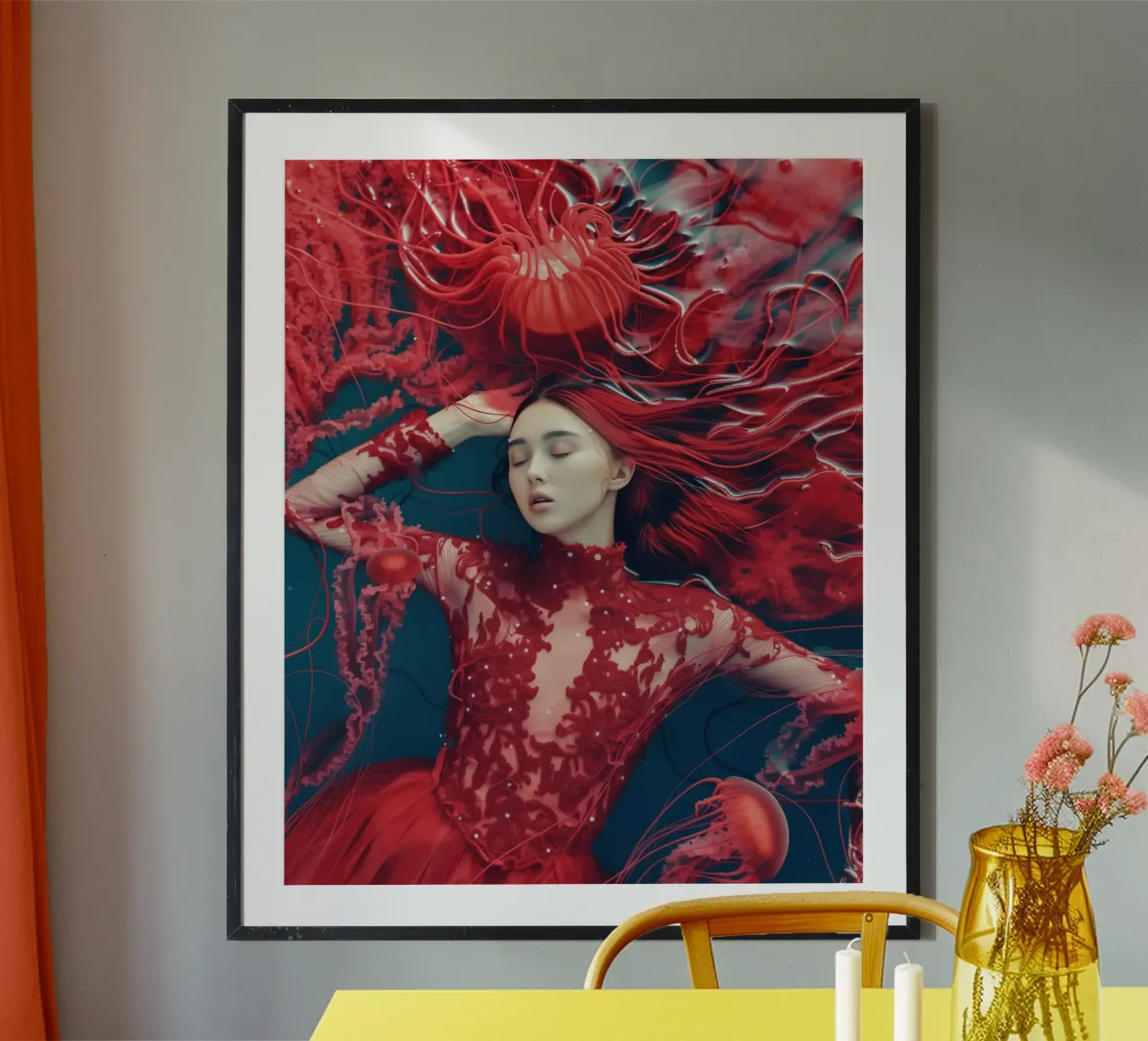 Donna medusa rossa | Fantasia subacquea surreale poster da Autofocus