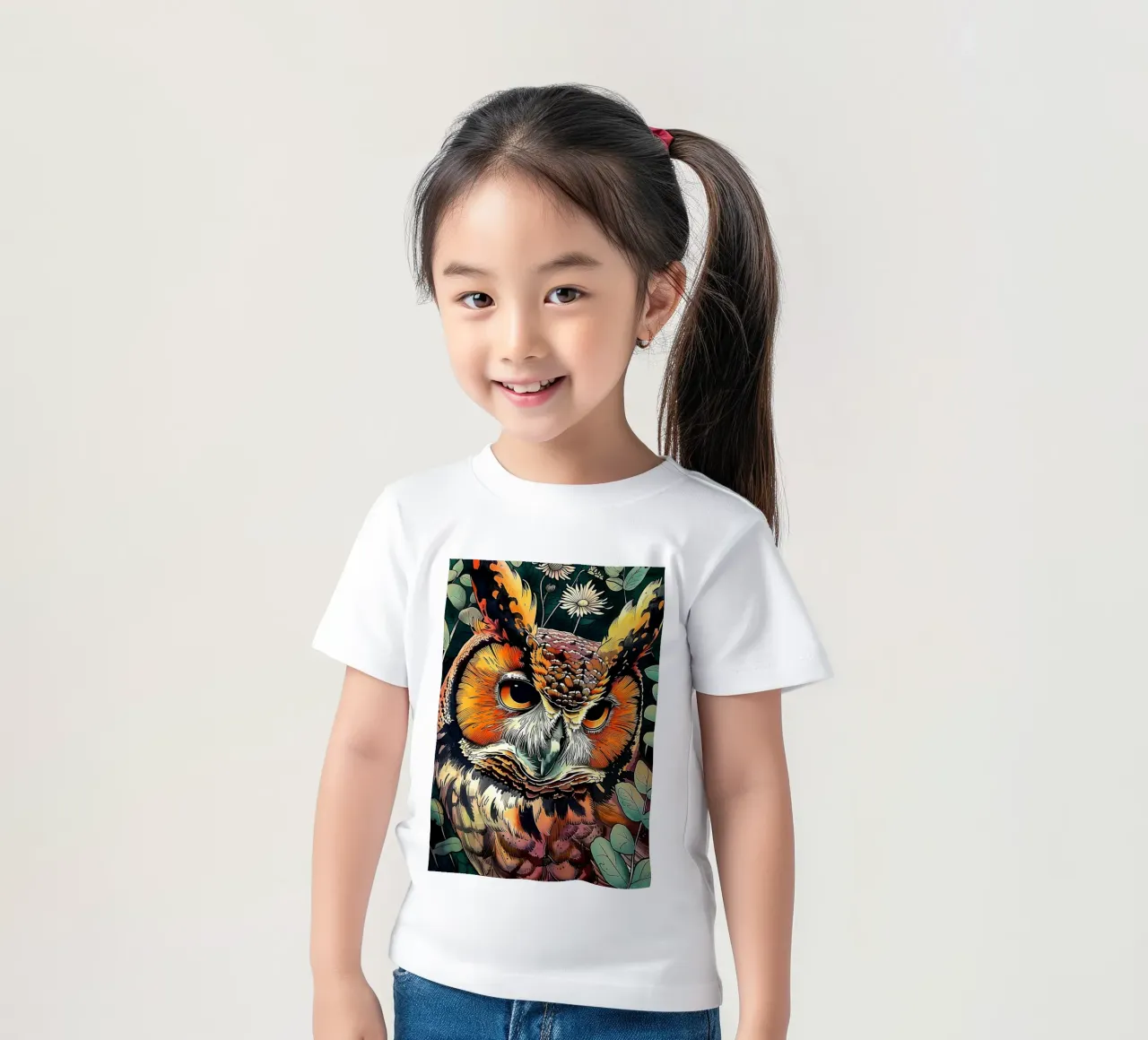 Owl bird animal art kids t-shirt by Justyna Jaszke JBJart