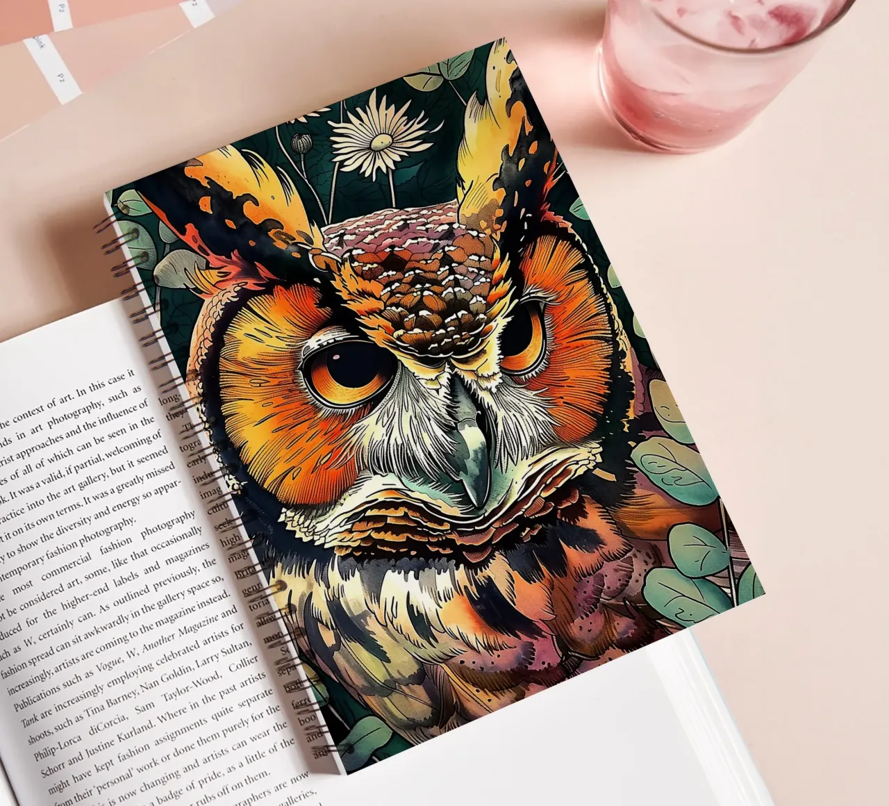 Owl bird animal art spiral notebook by Justyna Jaszke JBJart