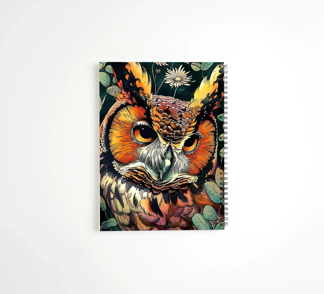 Owl bird animal art spiral notebook by Justyna Jaszke JBJart