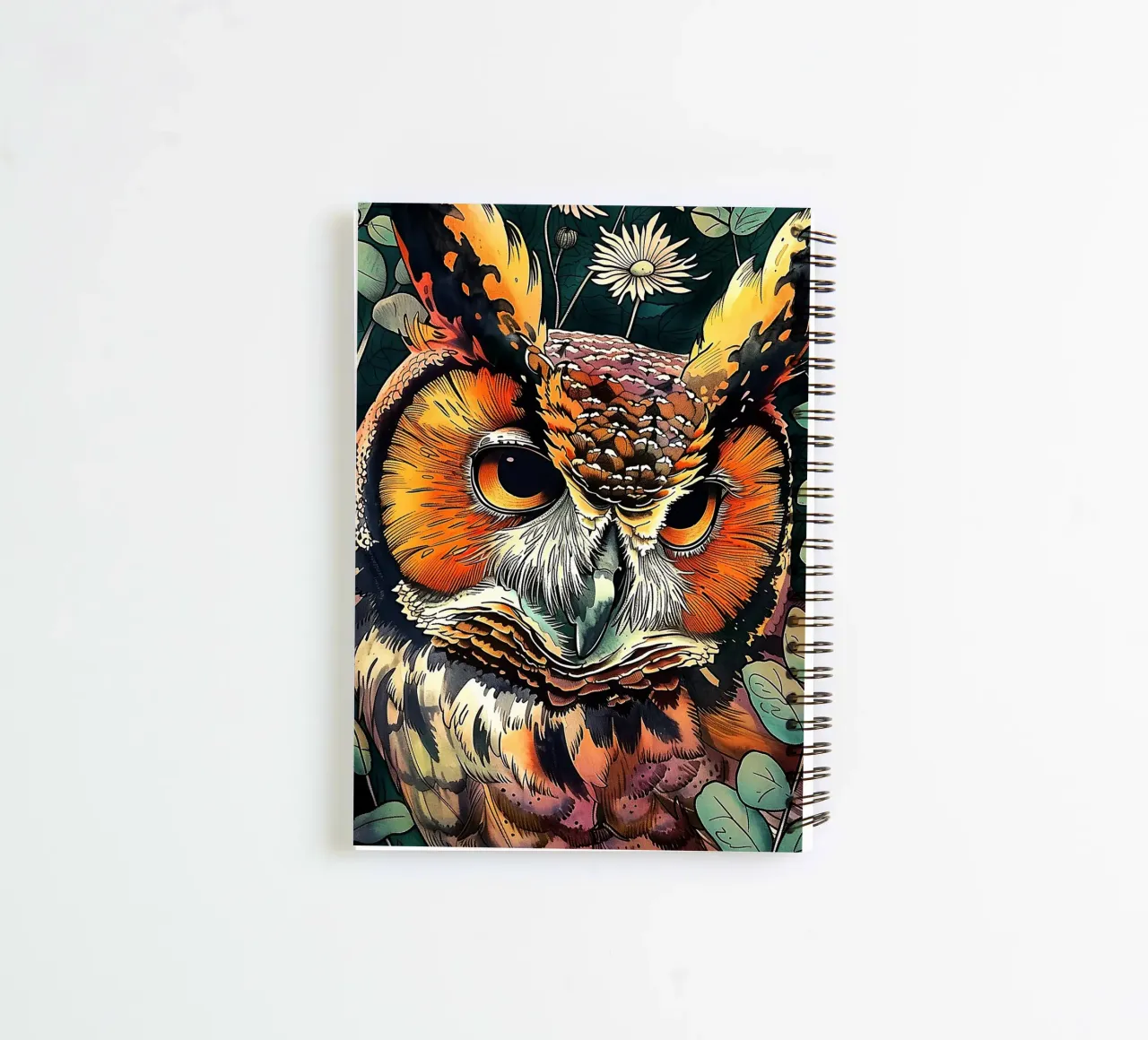 Owl bird animal art spiral notebook by Justyna Jaszke JBJart
