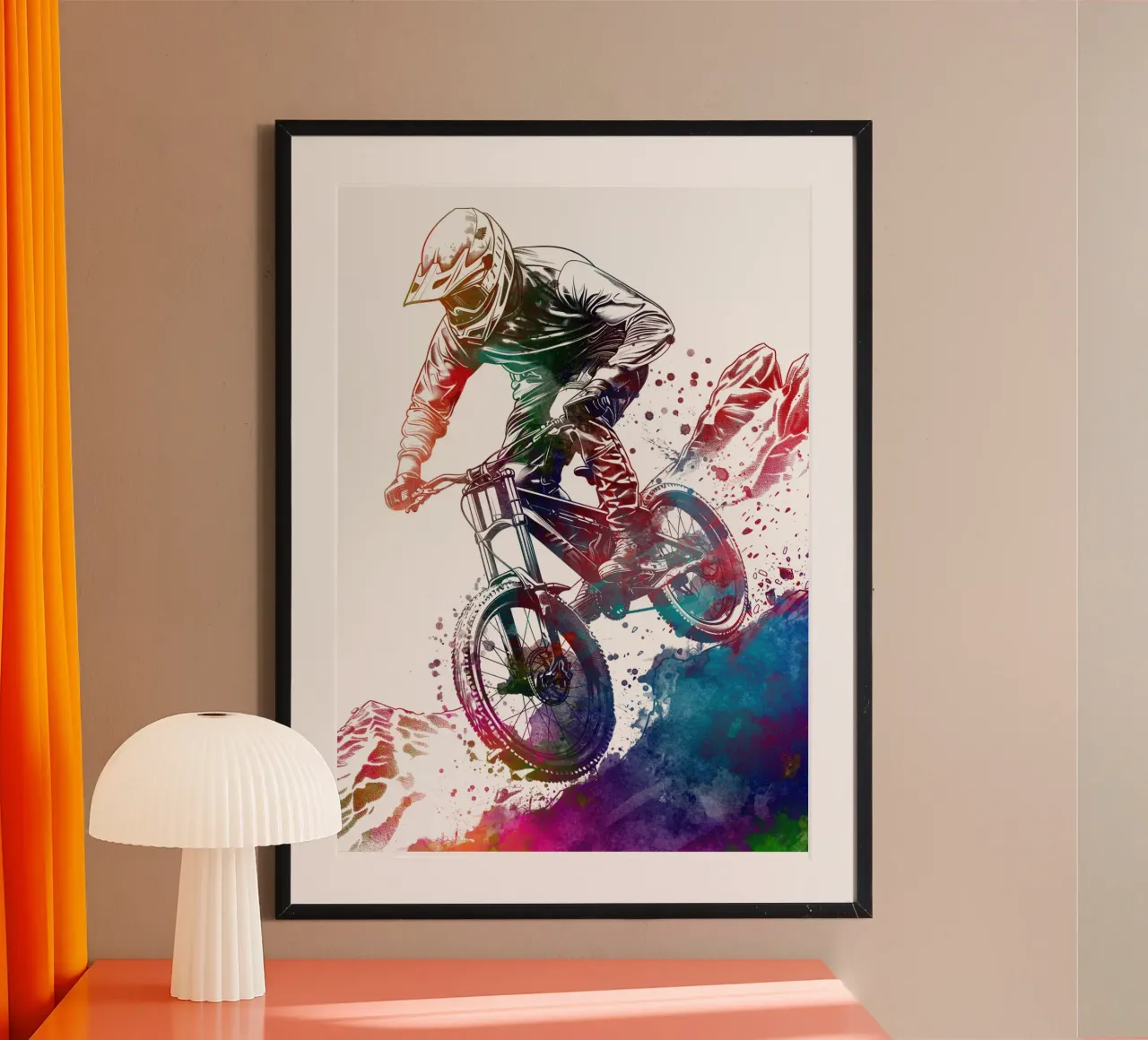 Mountain biker sport art hahnemühle by Justyna Jaszke JBJart