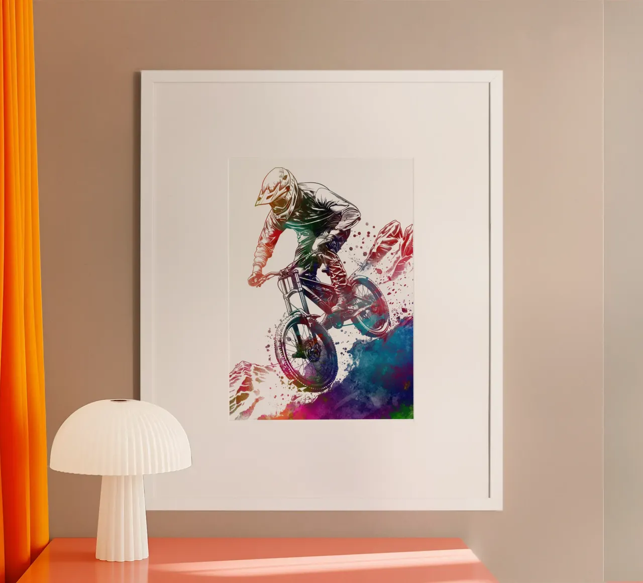 Mountain biker sport art hahnemühle by Justyna Jaszke JBJart