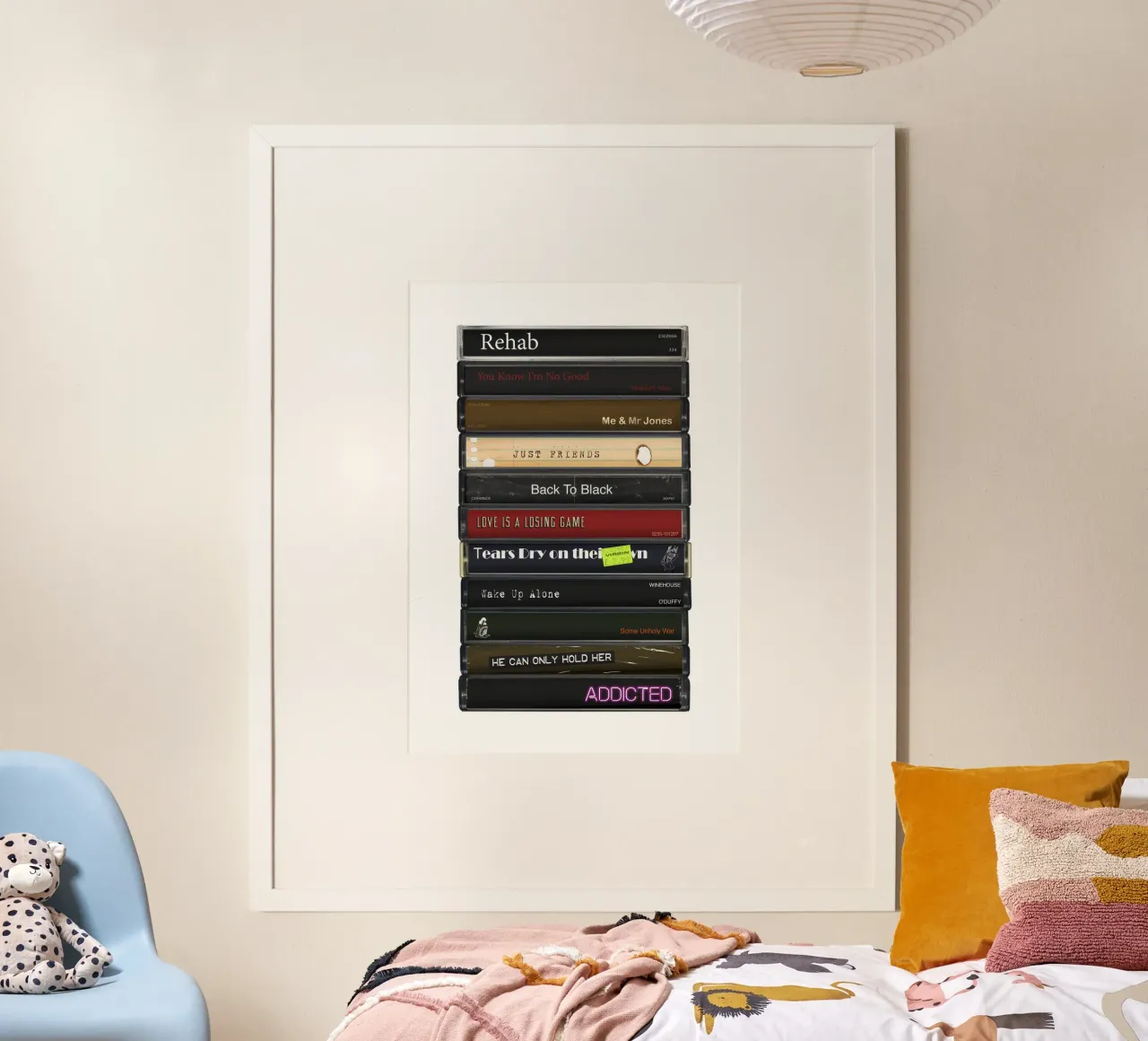 Amy Winehouse - Back to Black - Stampa su cassetta poster con telaio in legno da MrMustardPrints