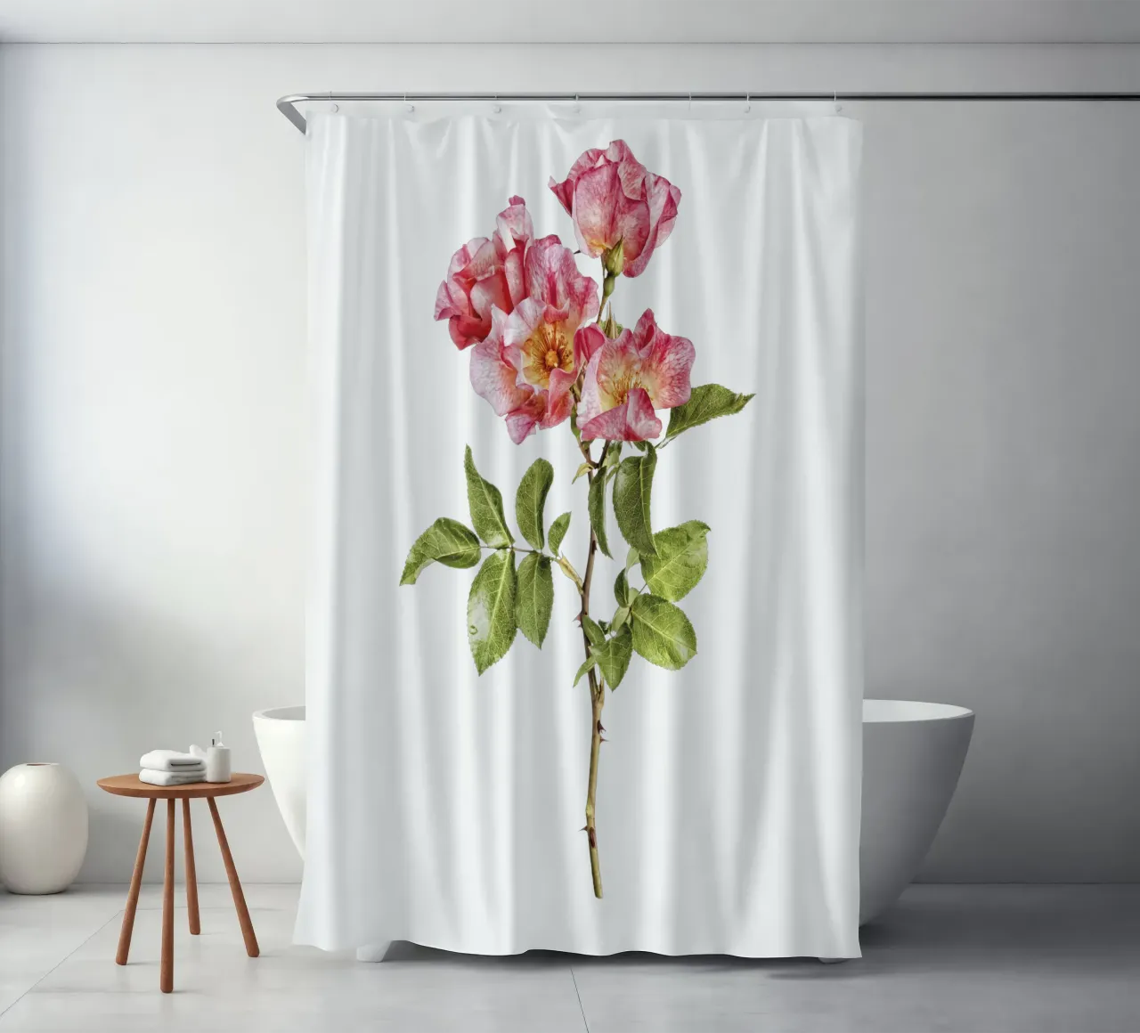 Untamed Beauty: Wild Rose shower curtain by Curious Collections by Marielle Leenders