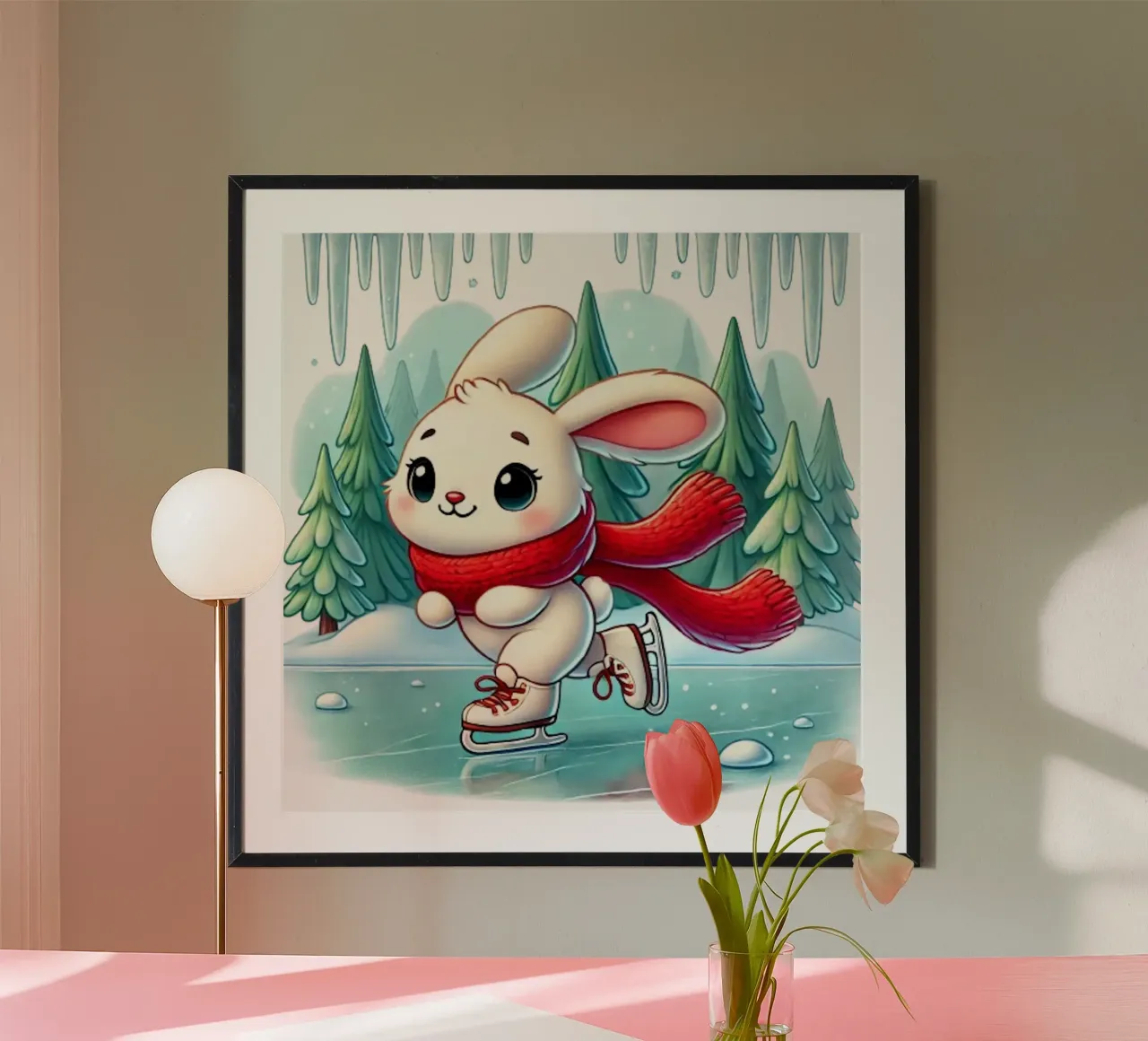 Il divertimento invernale del coniglietto pattinatore poster da FluffyToons