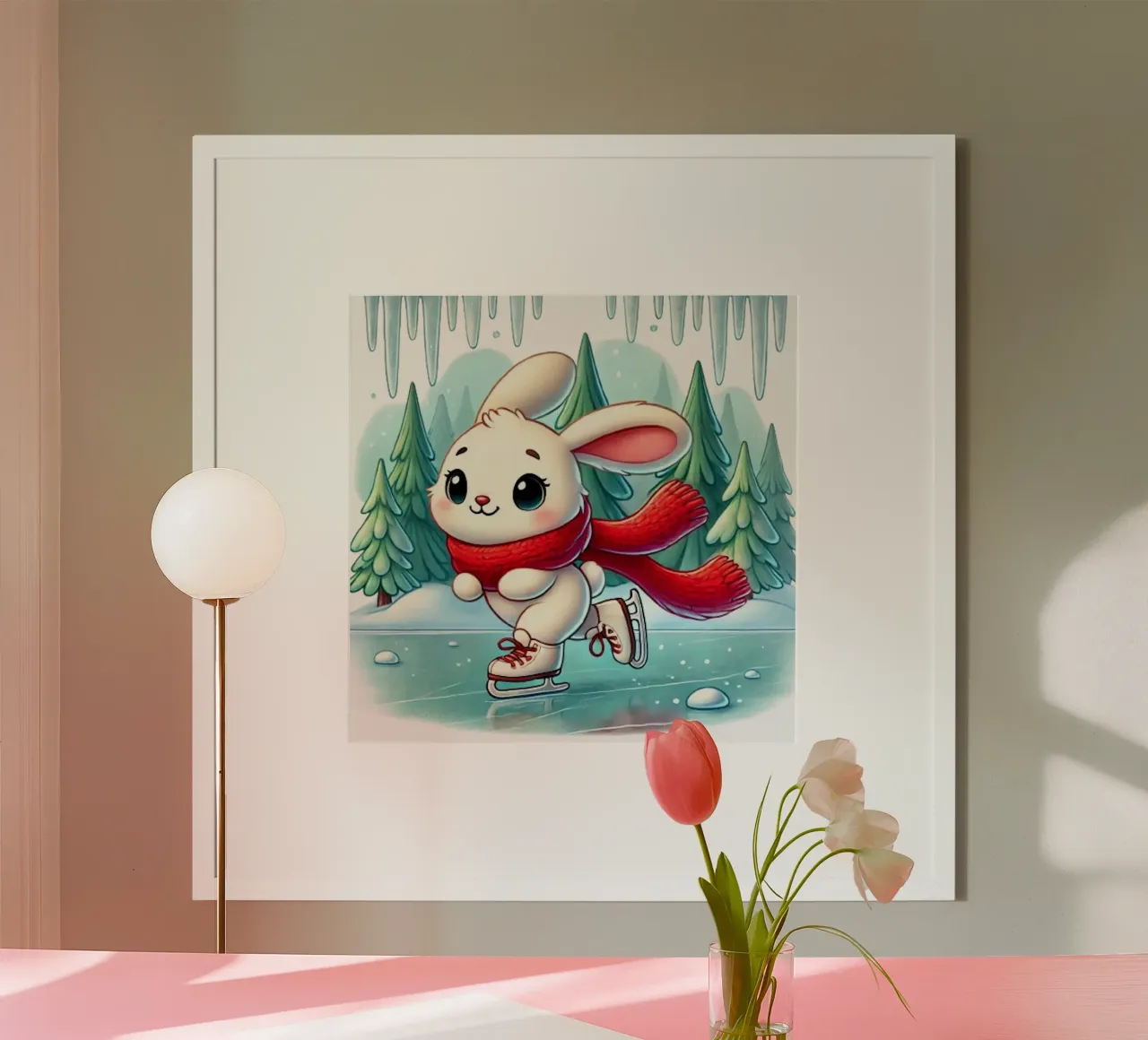 Il divertimento invernale del coniglietto pattinatore poster da FluffyToons