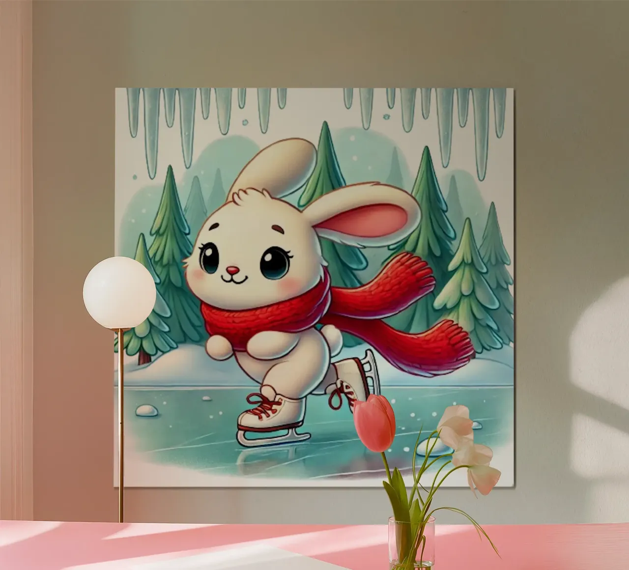 Il divertimento invernale del coniglietto pattinatore poster da FluffyToons