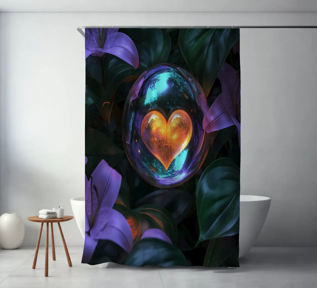 Fragile Love - Lila Duschvorhang von Malou-Studio