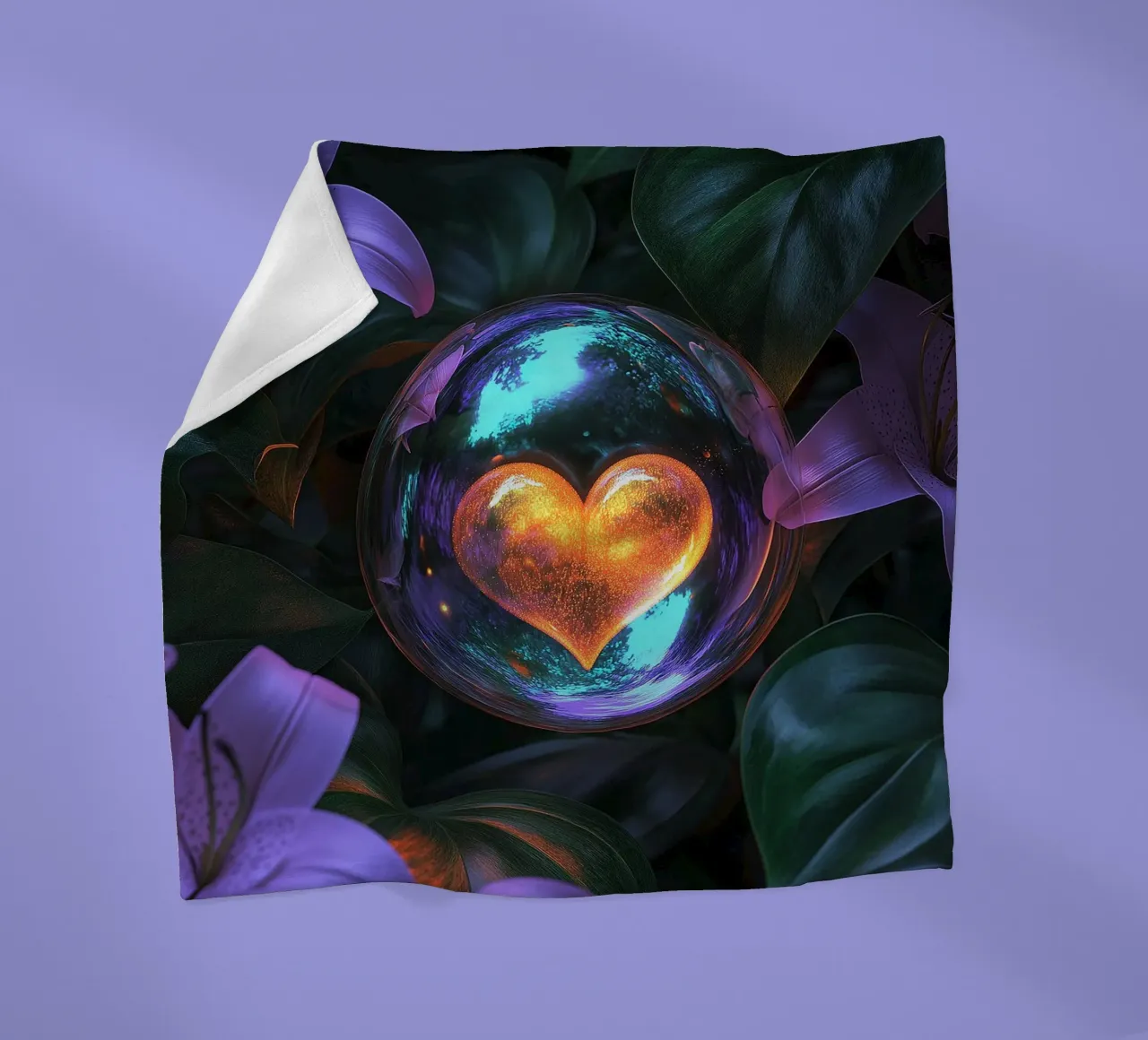 Fragile Love - Purple fleece blanket by Malou-Studio