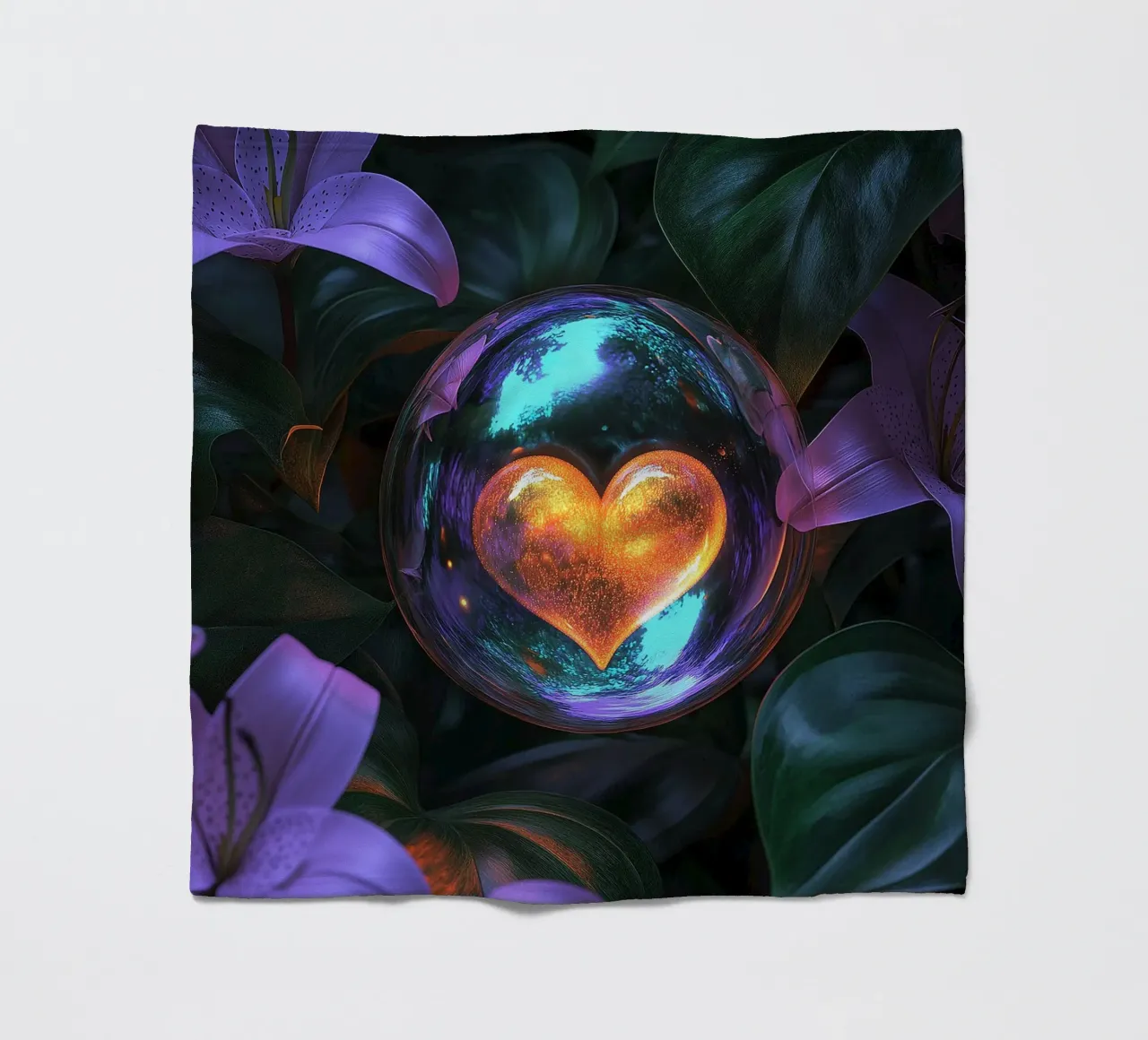 Fragile Love - Purple fleece blanket by Malou-Studio