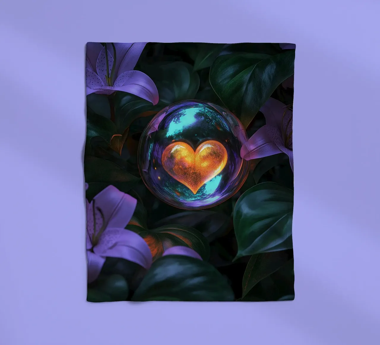 Fragile Love - Purple fleece blanket by Malou-Studio