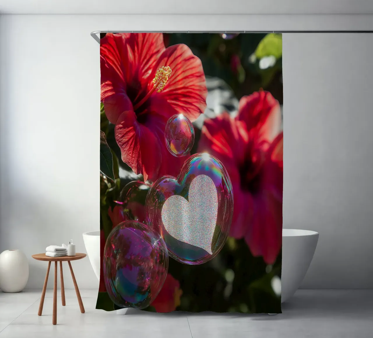 Amore fragile - Rosso tenda da doccia da Malou-Studio